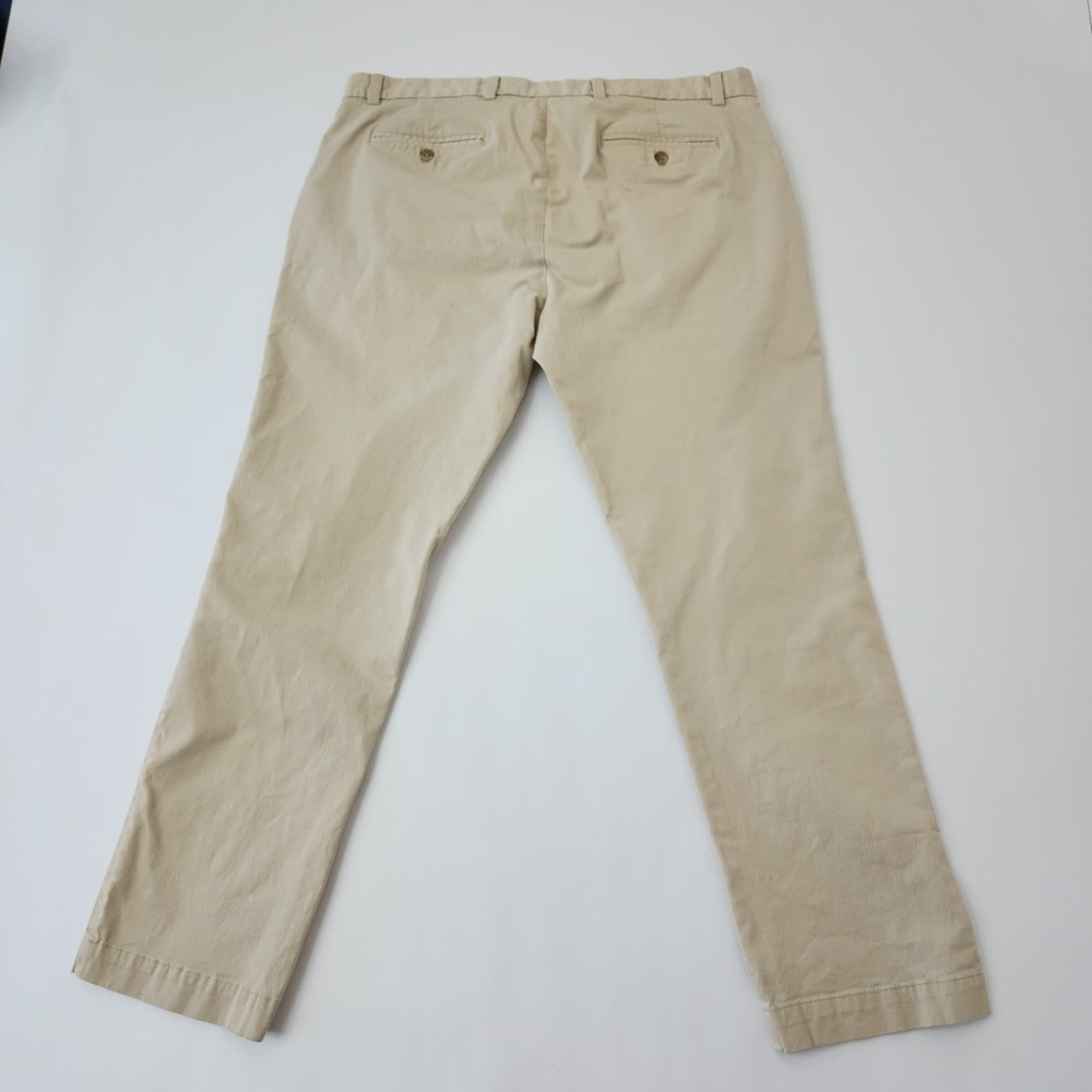 British Khaki Mens 38x30 Tan Chino Pants Straight Leg Flat Front Casual Trousers - Thumbnail 7