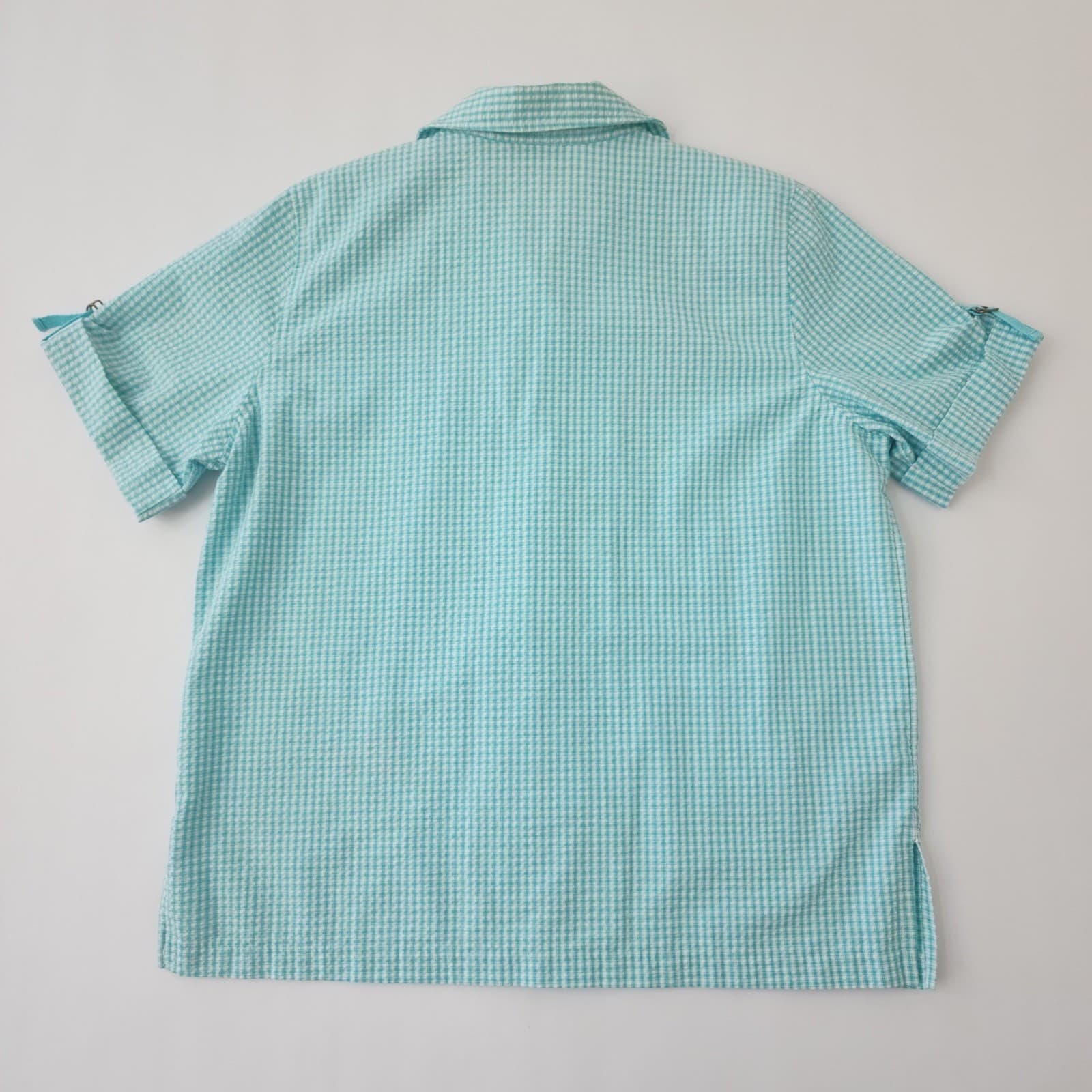 Drapers & Damons Teal Gingham Floral Embroidered Beaded Button Down Shirt L - Thumbnail 10