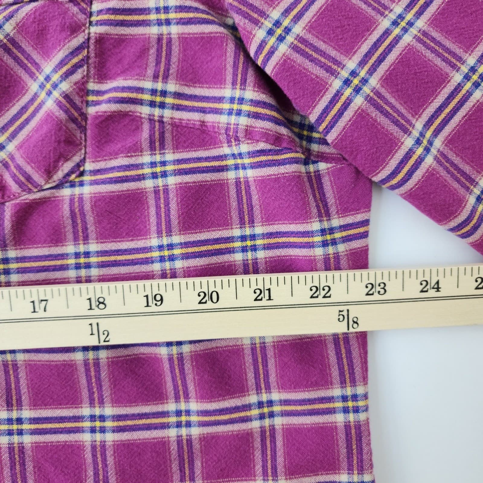 Eddie Bauer Womens XXL Magenta Purple Plaid Flannel Button Down Shirt - Thumbnail 3