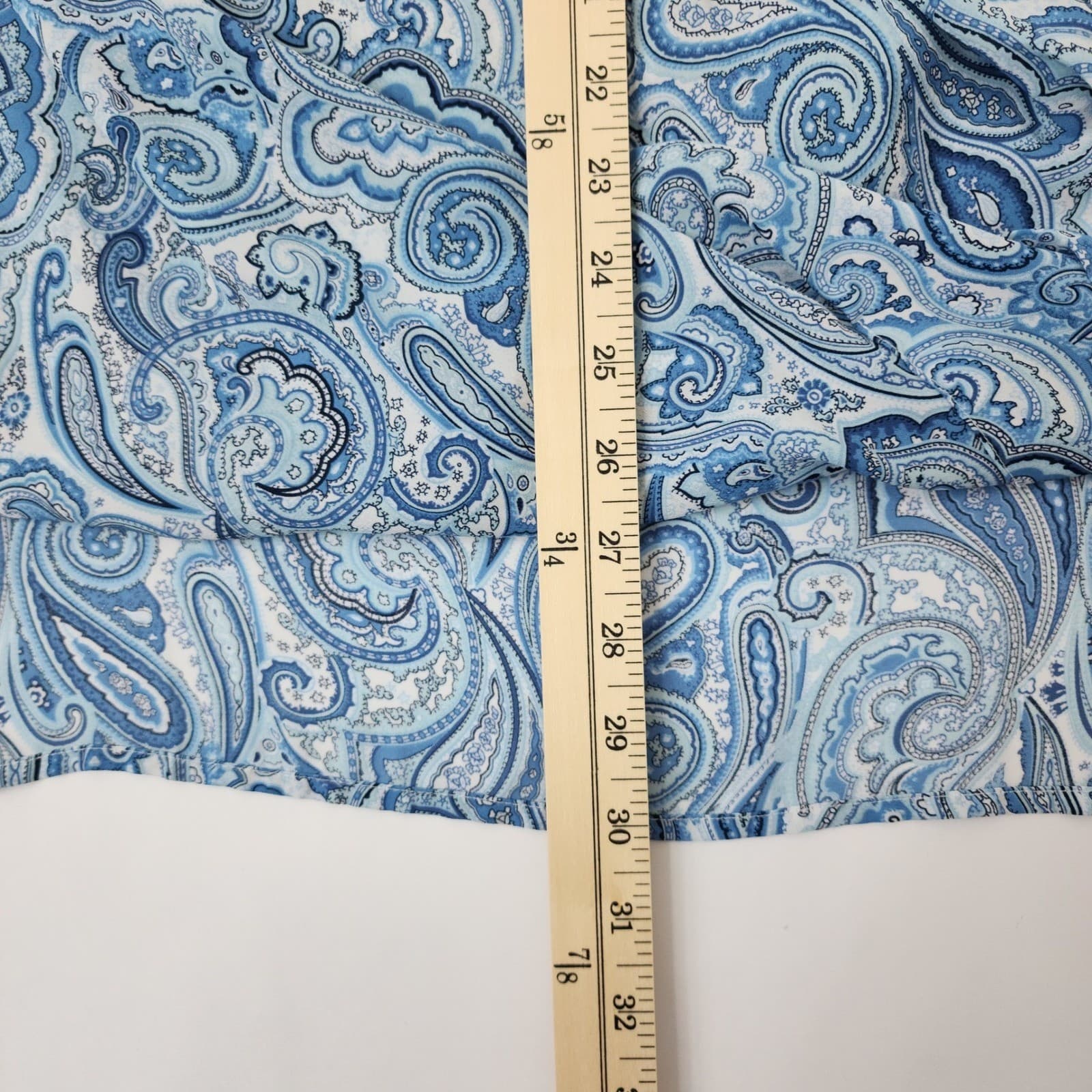 Catherines Womens 0X 14/16W Blue Paisley Surplice Faux Wrap Blouse 3/4 Bell - Thumbnail 2