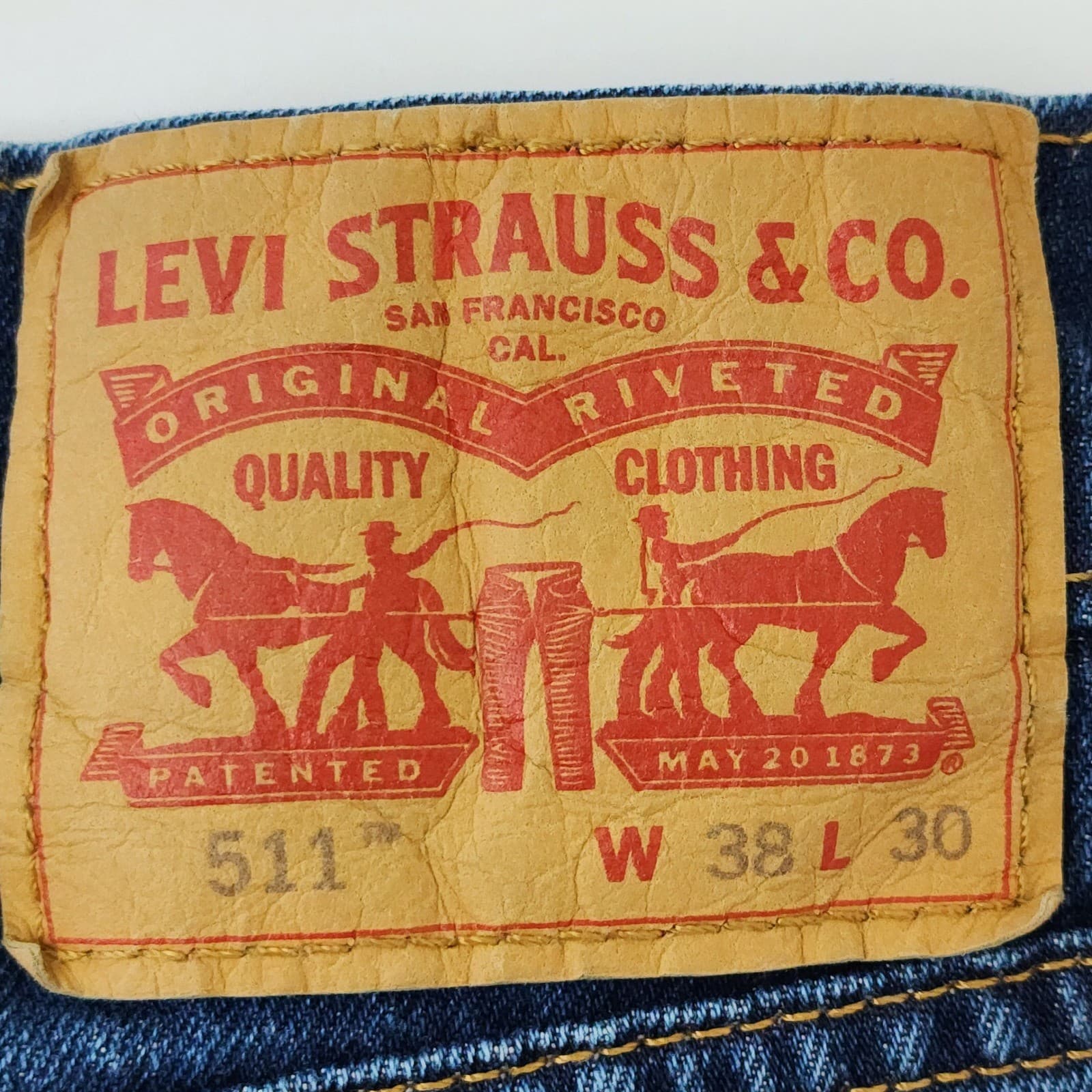Levis 511 Slim Fit Blue Jeans Mens 38x30 Medium Wash Denim 04511-1163 - Thumbnail 8