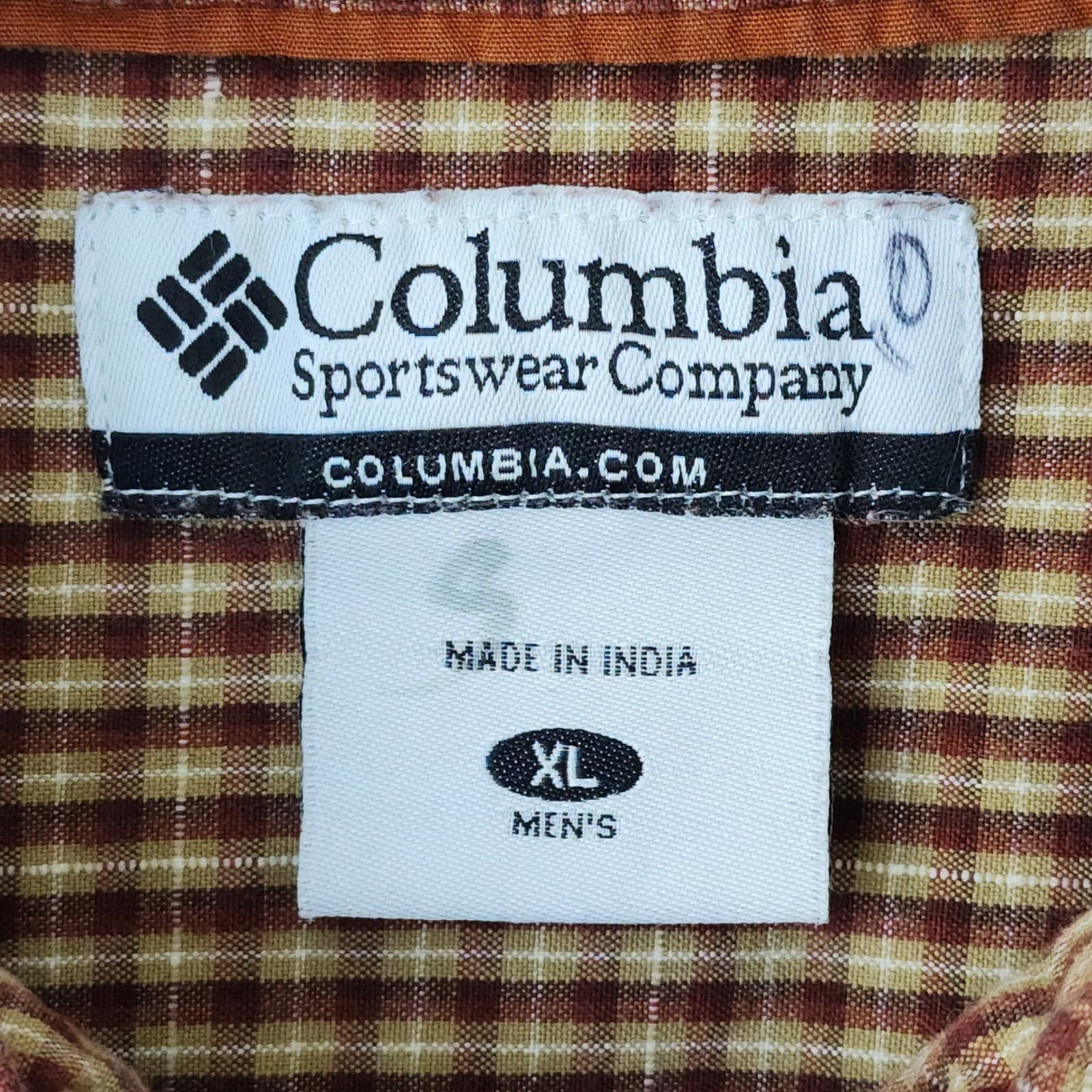 Columbia Mens XL Plaid Button Down Shirt Long Sleeve Brown Gingham Hiking Casual - Thumbnail 7