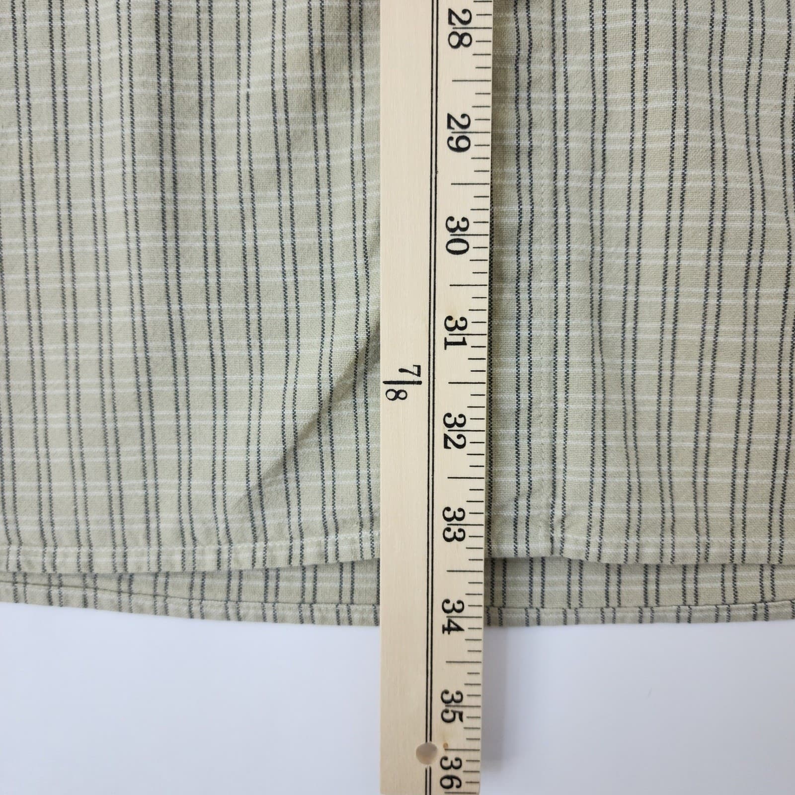Columbia Mens 2XL Pinstripe Button Down Shirt Tan Green Long Sleeve Cotton - Thumbnail 2