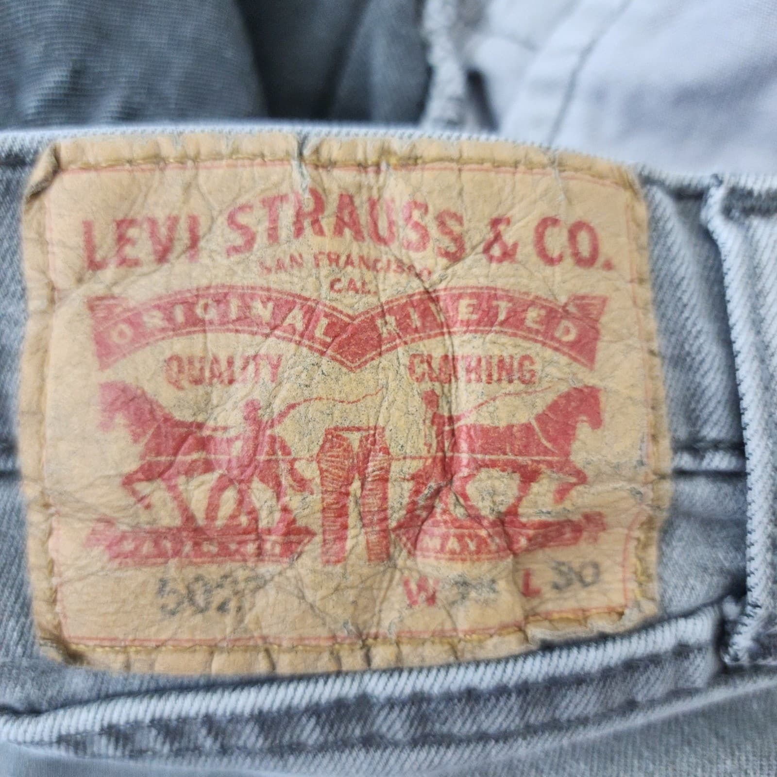 Levi's 502 Regular Taper Grey Denim Jeans Mens 38x30 502-0196 - Thumbnail 6