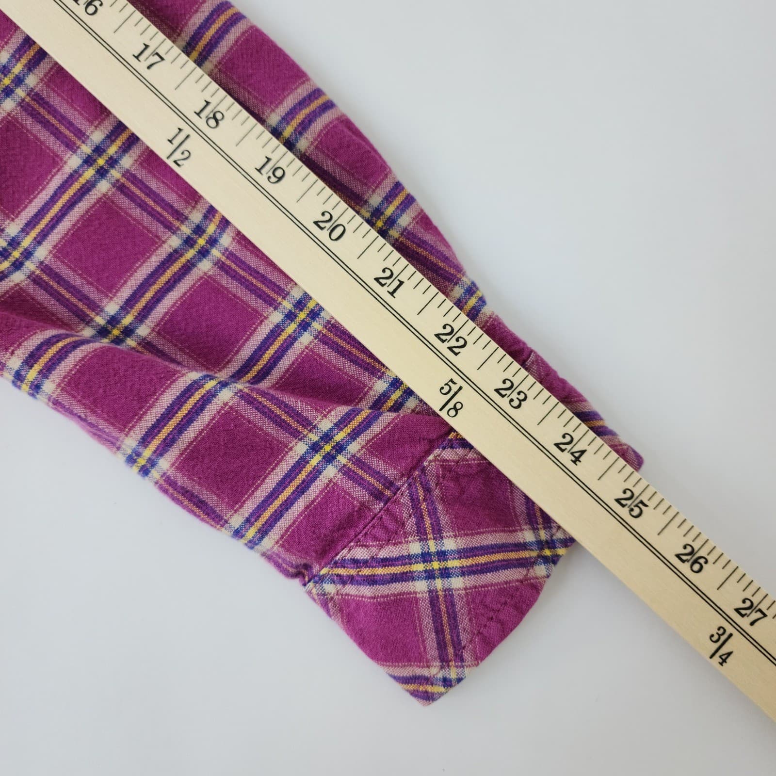 Eddie Bauer Womens XXL Magenta Purple Plaid Flannel Button Down Shirt - Thumbnail 5