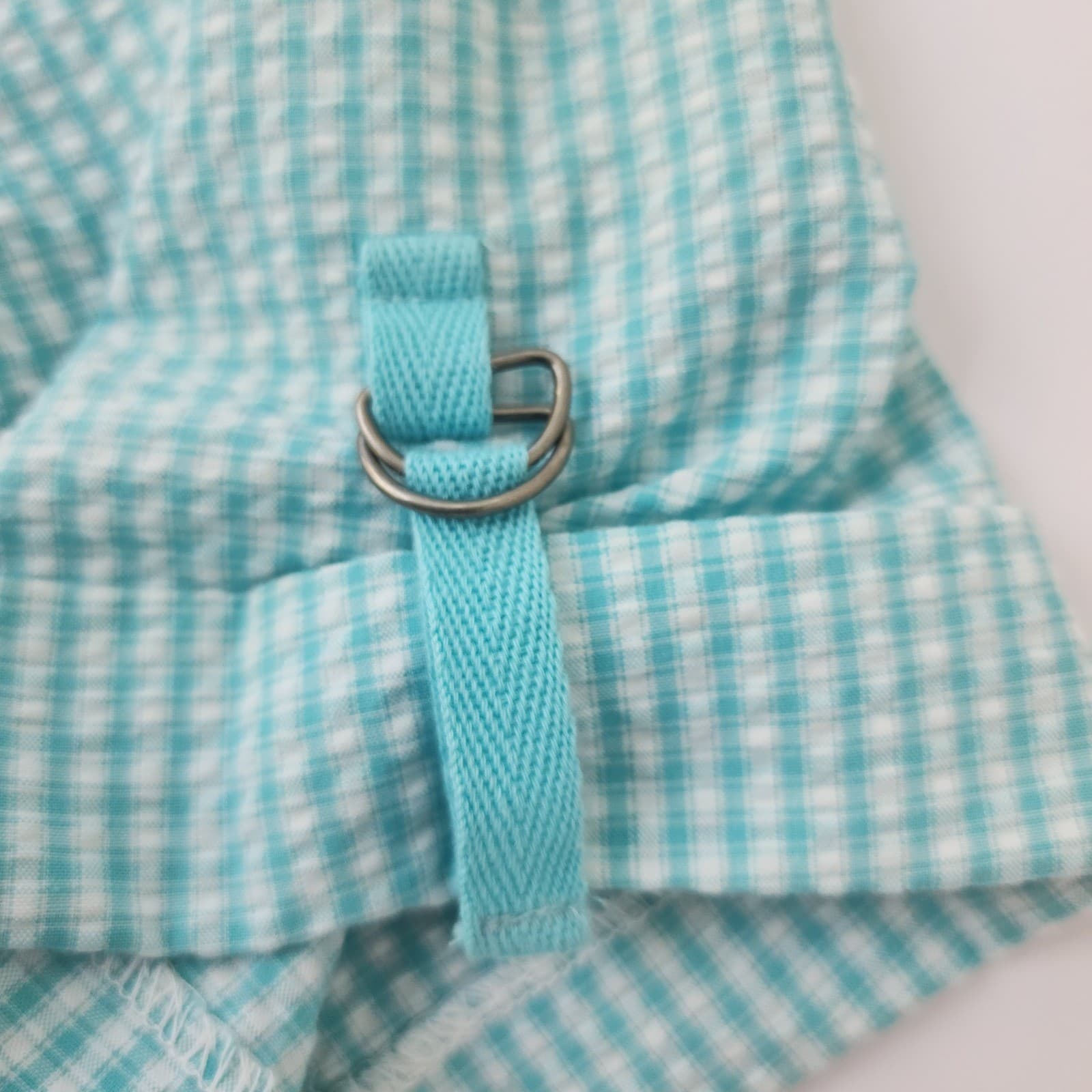 Drapers & Damons Teal Gingham Floral Embroidered Beaded Button Down Shirt L - Thumbnail 9