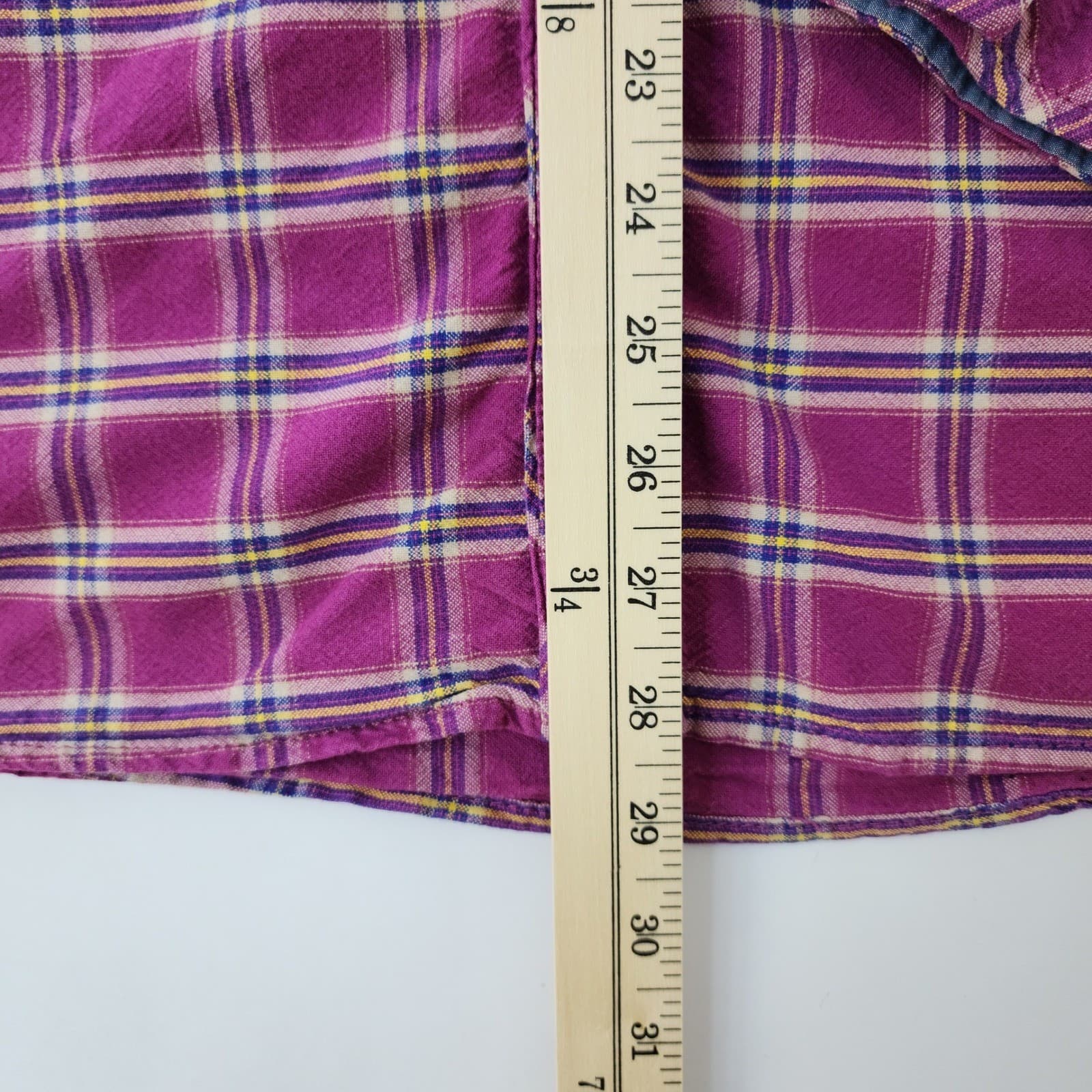 Eddie Bauer Womens XXL Magenta Purple Plaid Flannel Button Down Shirt - Thumbnail 2