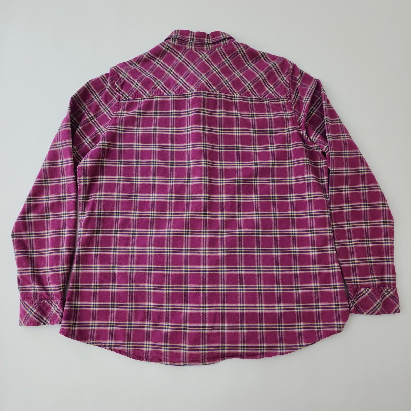 Eddie Bauer Womens XXL Magenta Purple Plaid Flannel Button Down Shirt - Thumbnail 8