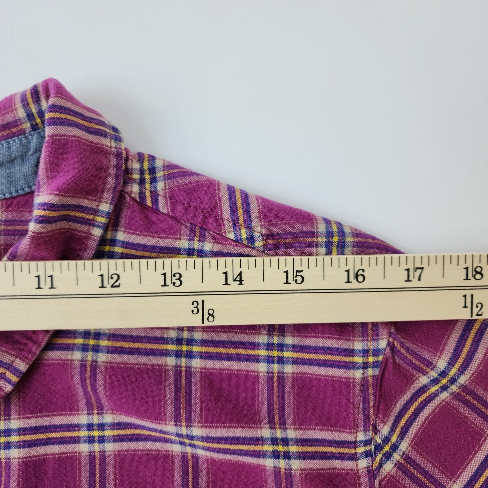 Eddie Bauer Womens XXL Magenta Purple Plaid Flannel Button Down Shirt - Thumbnail 4
