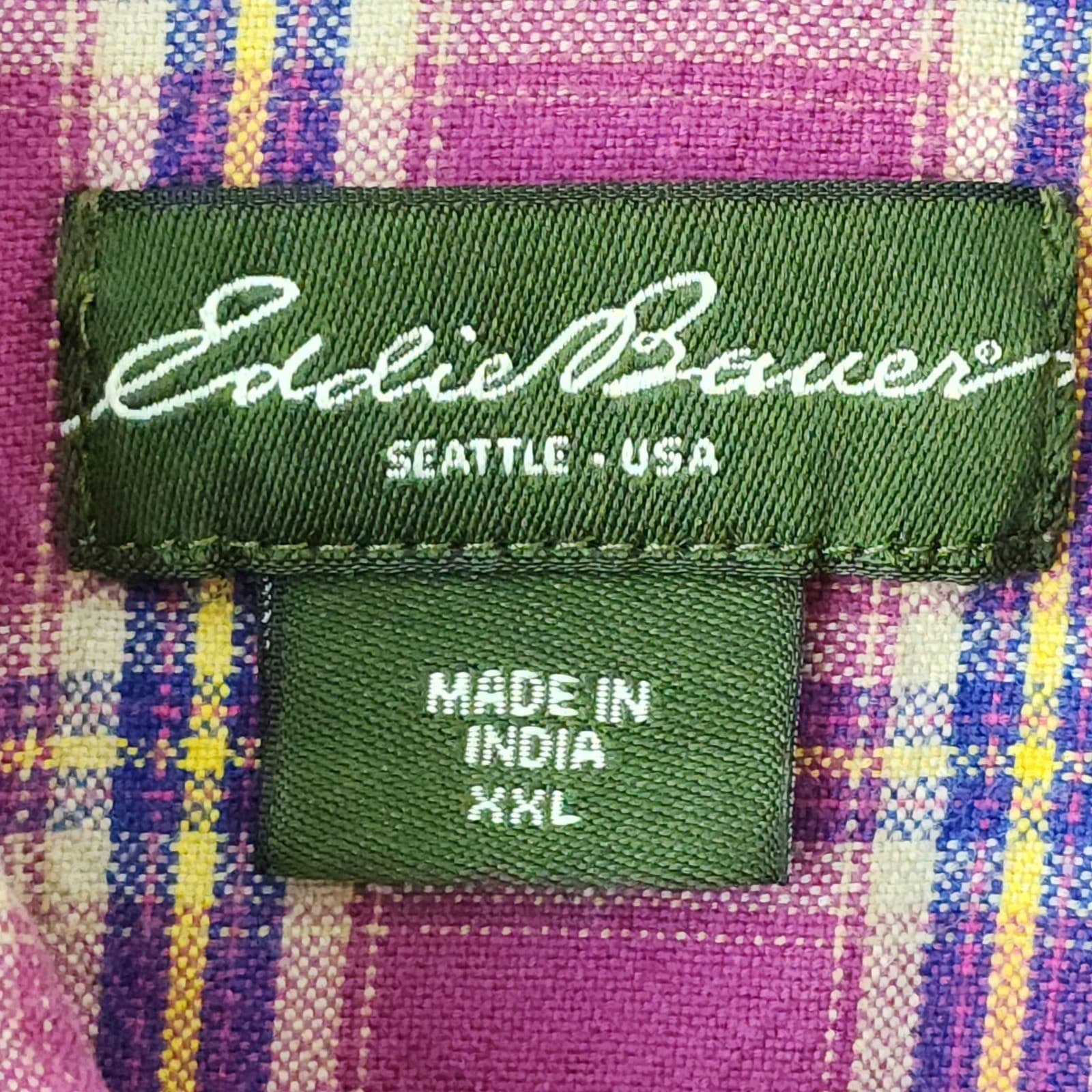 Eddie Bauer Womens XXL Magenta Purple Plaid Flannel Button Down Shirt - Thumbnail 7