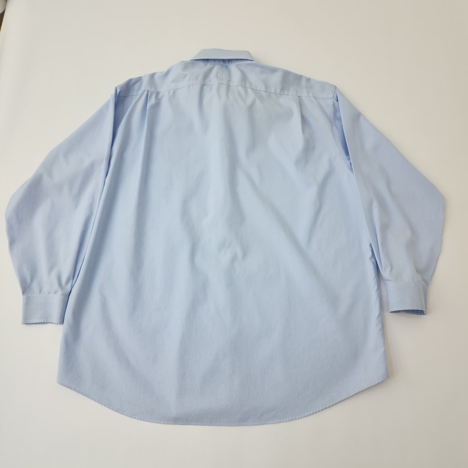 Jos A Bank Travelers Collection Dress Shirt Mens 17.5 34 Blue Micro Stripe - Thumbnail 8