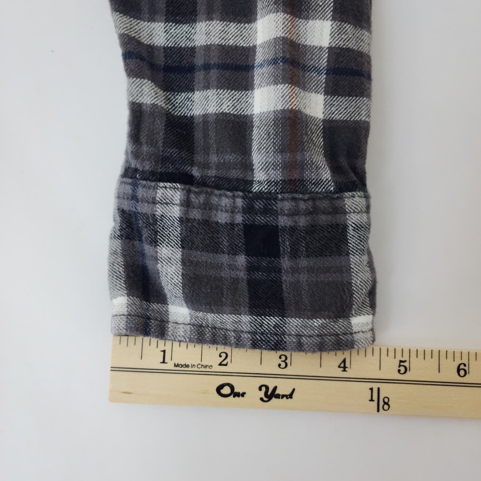 Eddie Bauer Mens Large Gray Plaid Flannel Button Down Shirt Long Sleeve L/G - Thumbnail 5