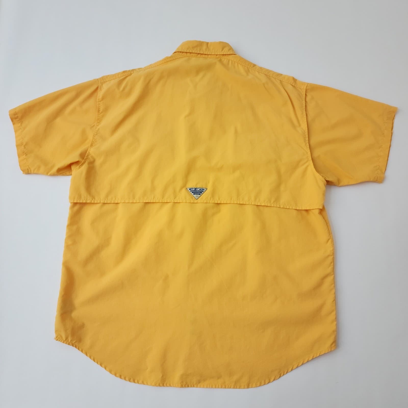 Columbia PFG Mens Large Yellow Short Sleeve Fishing Shirt Button Down Ventilated - Thumbnail 7