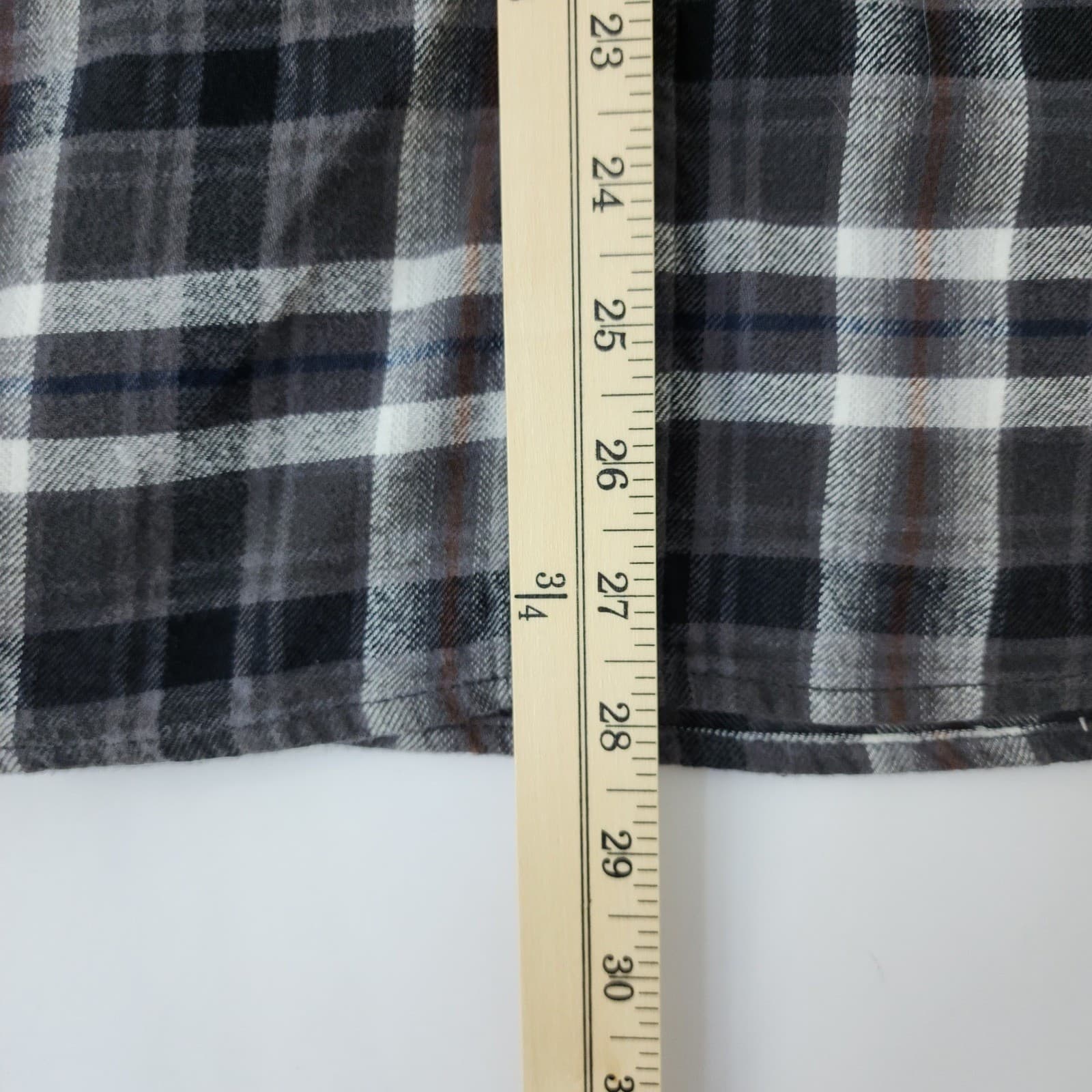 Eddie Bauer Mens Large Gray Plaid Flannel Button Down Shirt Long Sleeve L/G - Thumbnail 2