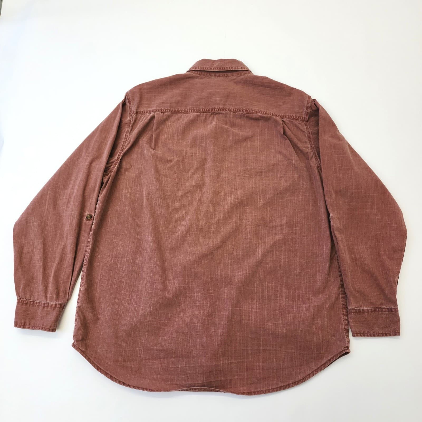 Outdoor Life Mens Trail Shirt Large Red Roll Tab Sleeve Ripstop Button Down - Thumbnail 3