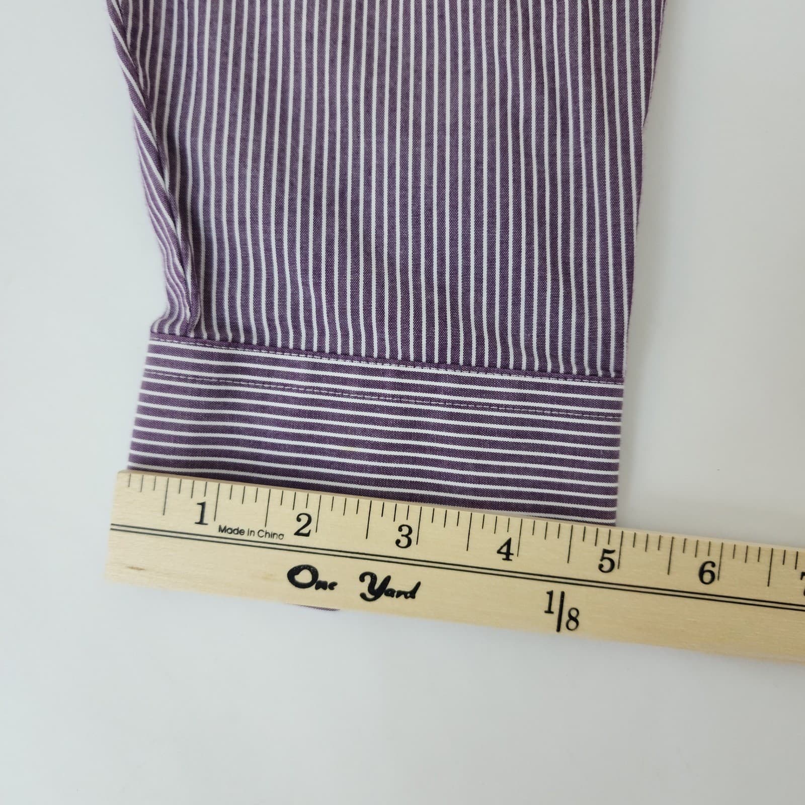 Stafford Travel Performance Dress Shirt Mens XL Purple White Stripe Button Down - Thumbnail 6