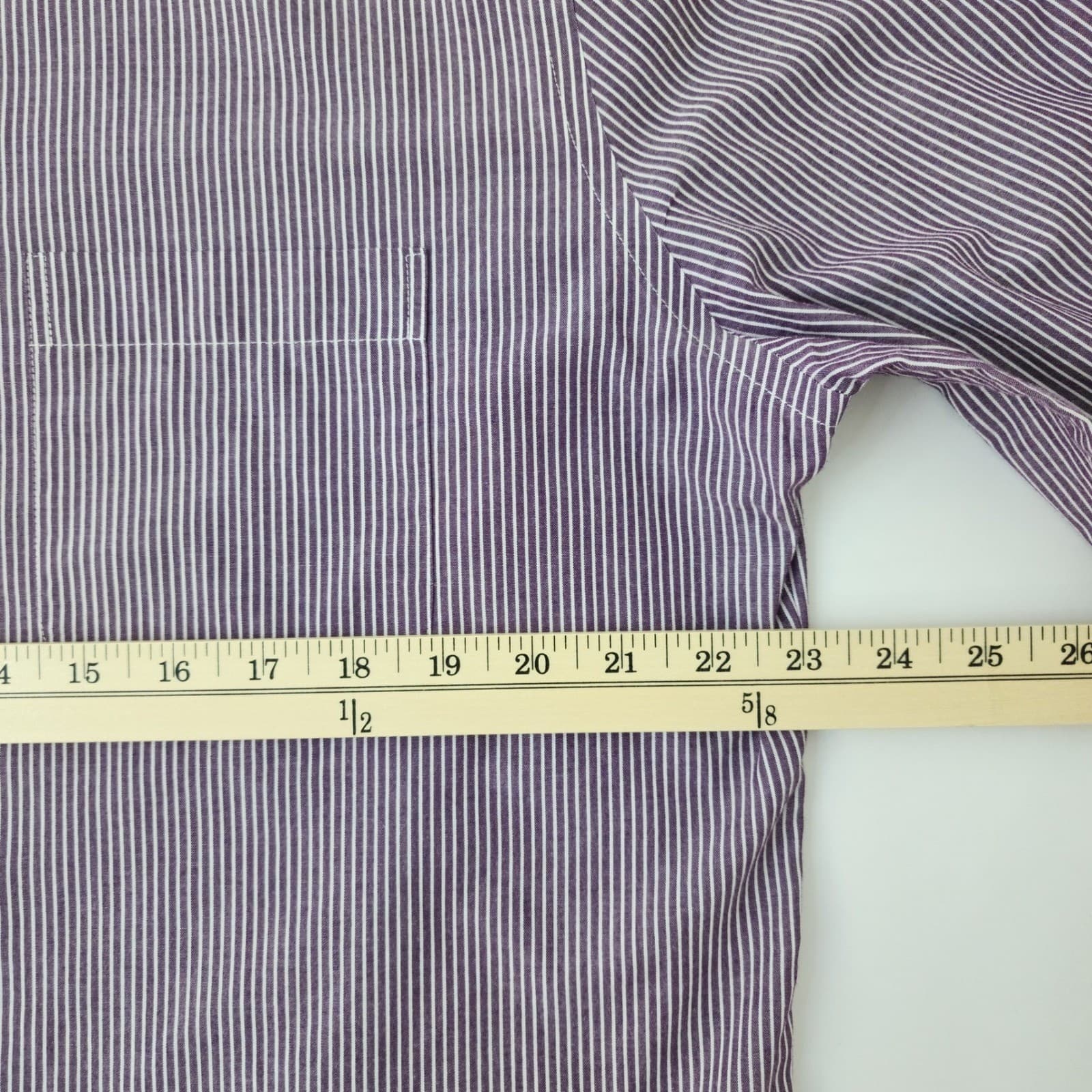 Stafford Travel Performance Dress Shirt Mens XL Purple White Stripe Button Down - Thumbnail 3