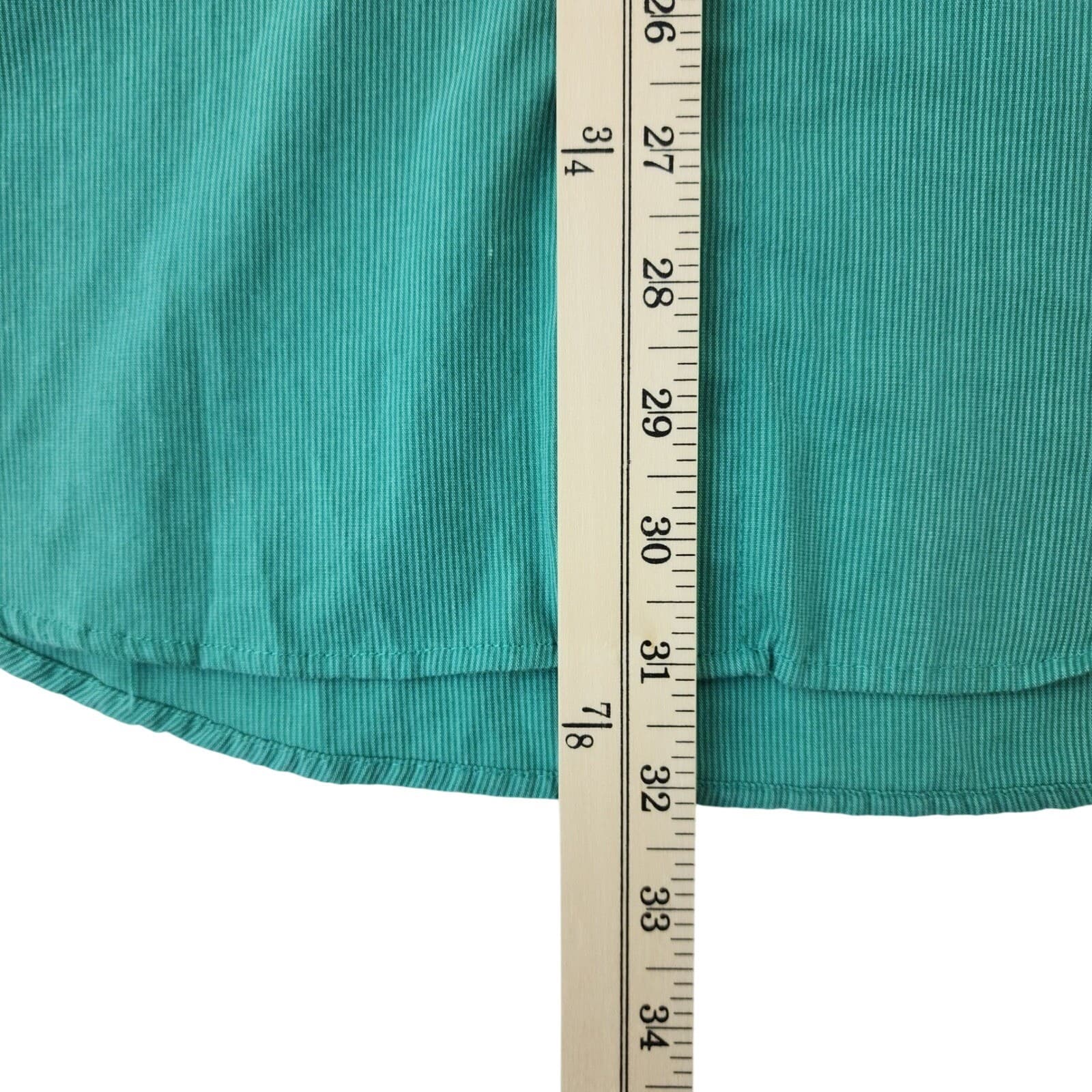 Van Heusen Mens XL Green Textured Stripe Classic Fit Button Down Shirt Long - Thumbnail 2
