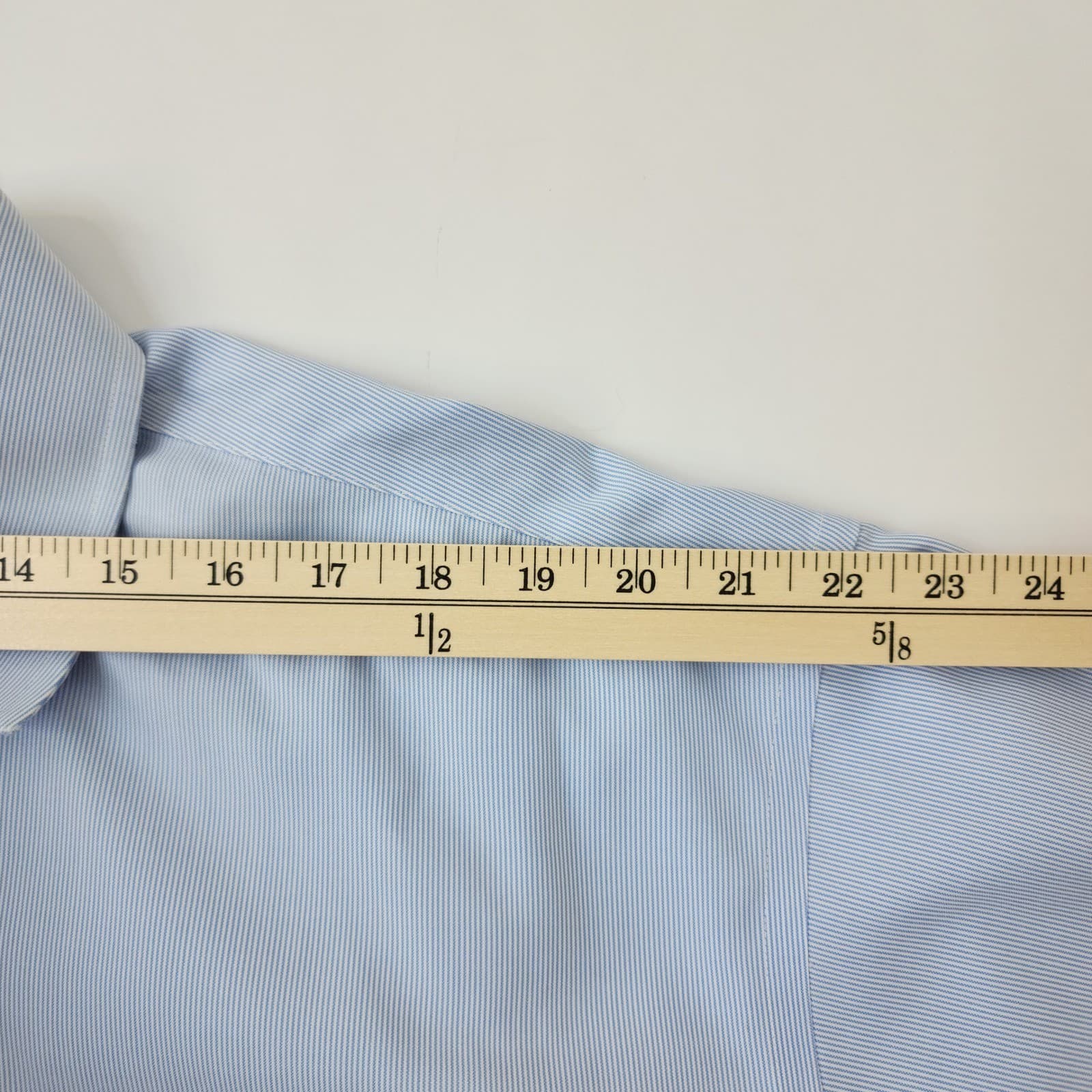 Jos A Bank Travelers Collection Dress Shirt Mens 17.5 34 Blue Micro Stripe - Thumbnail 4