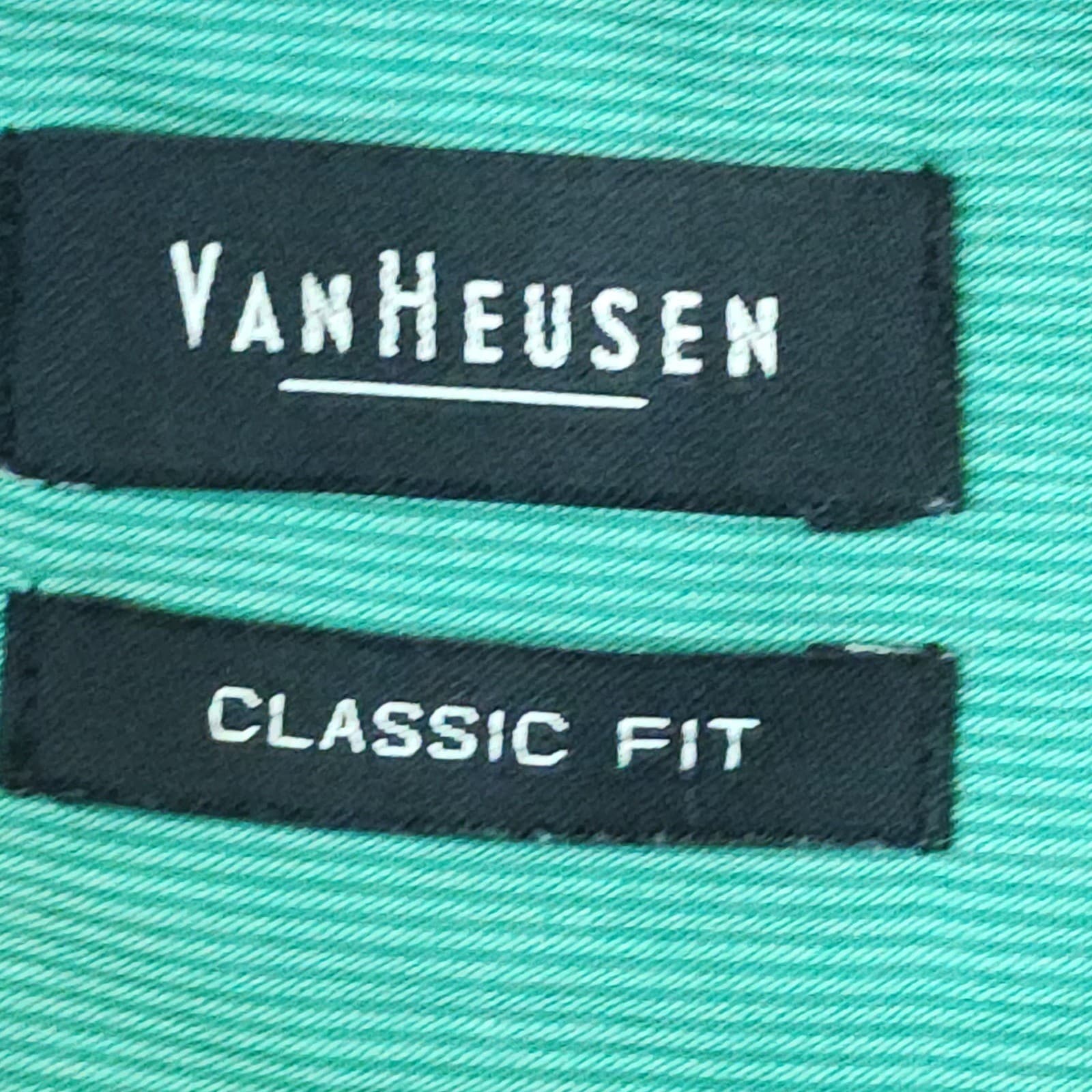 Van Heusen Mens XL Green Textured Stripe Classic Fit Button Down Shirt Long - Thumbnail 6