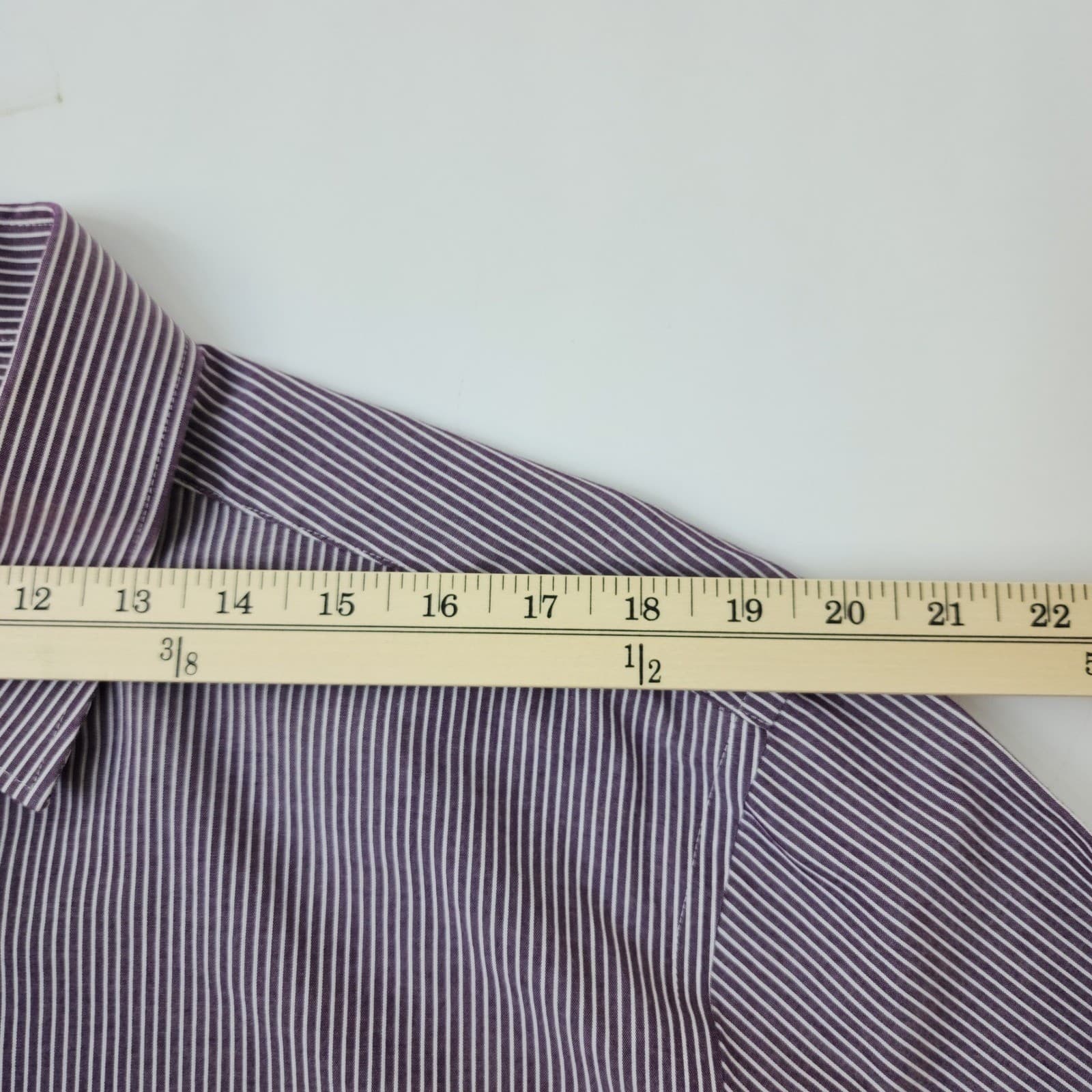 Stafford Travel Performance Dress Shirt Mens XL Purple White Stripe Button Down - Thumbnail 4