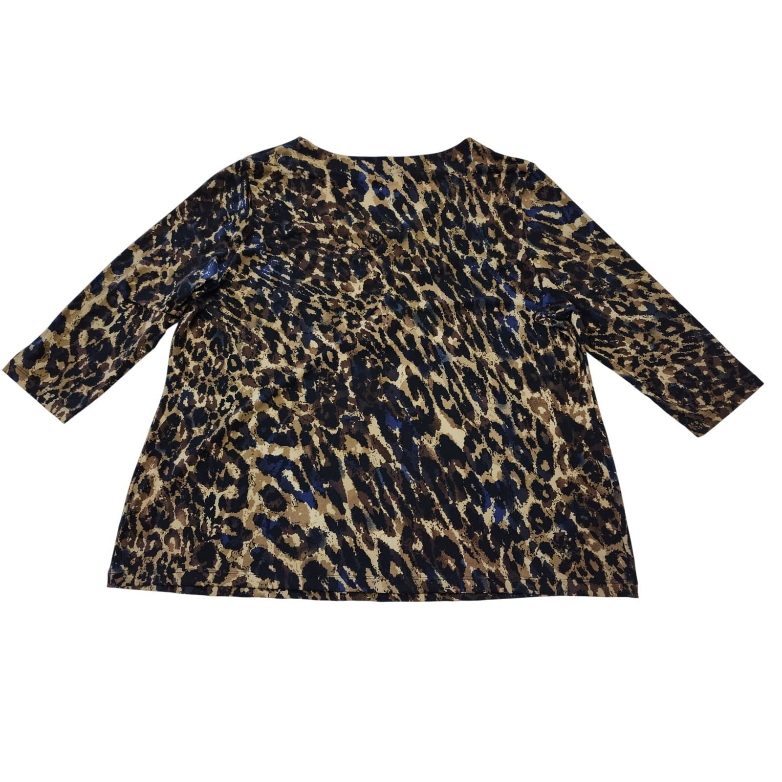 Liz Claiborne Woman 3X Leopard Animal Print V-Neck 3/4 Sleeve Knit Top Brown - Thumbnail 8