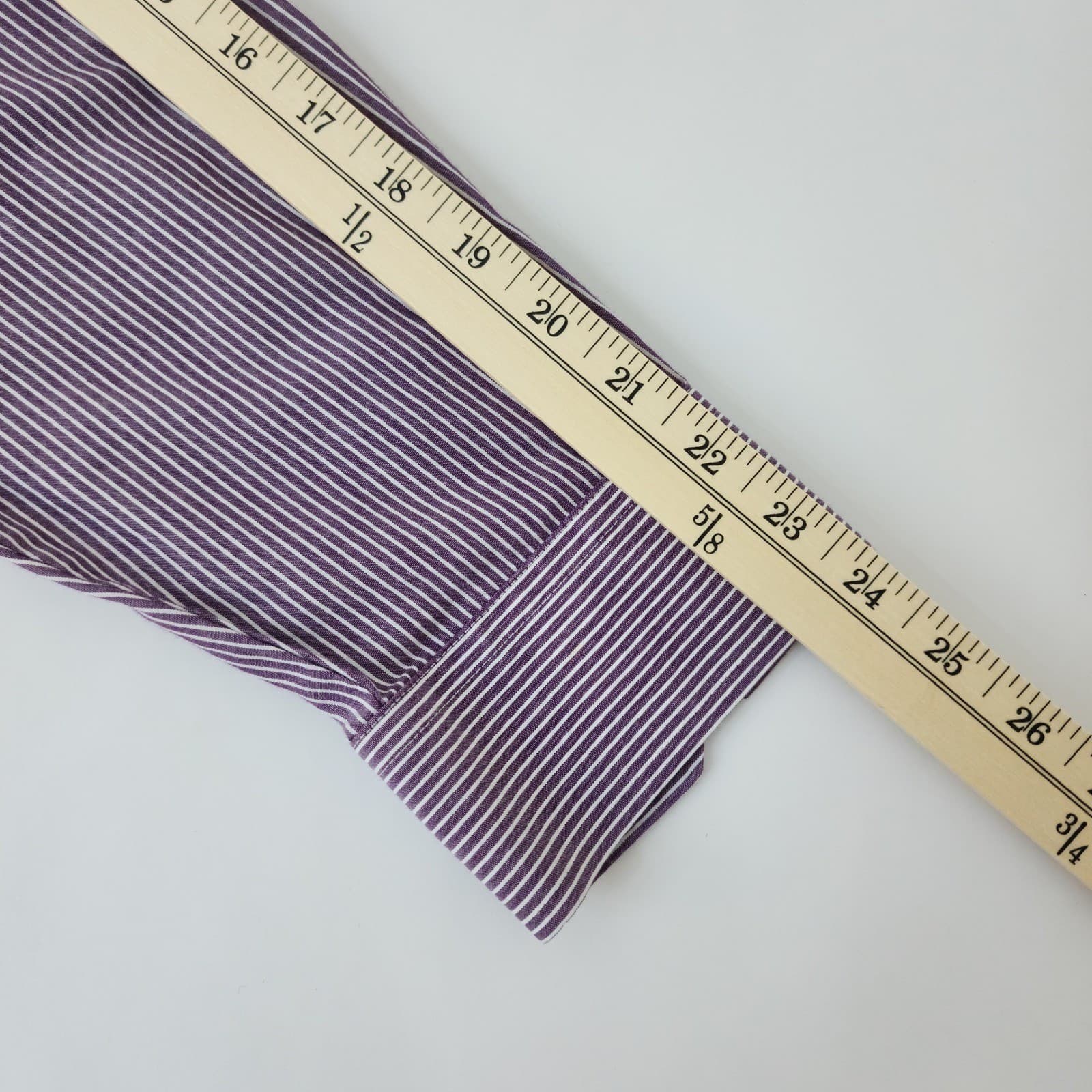 Stafford Travel Performance Dress Shirt Mens XL Purple White Stripe Button Down - Thumbnail 5