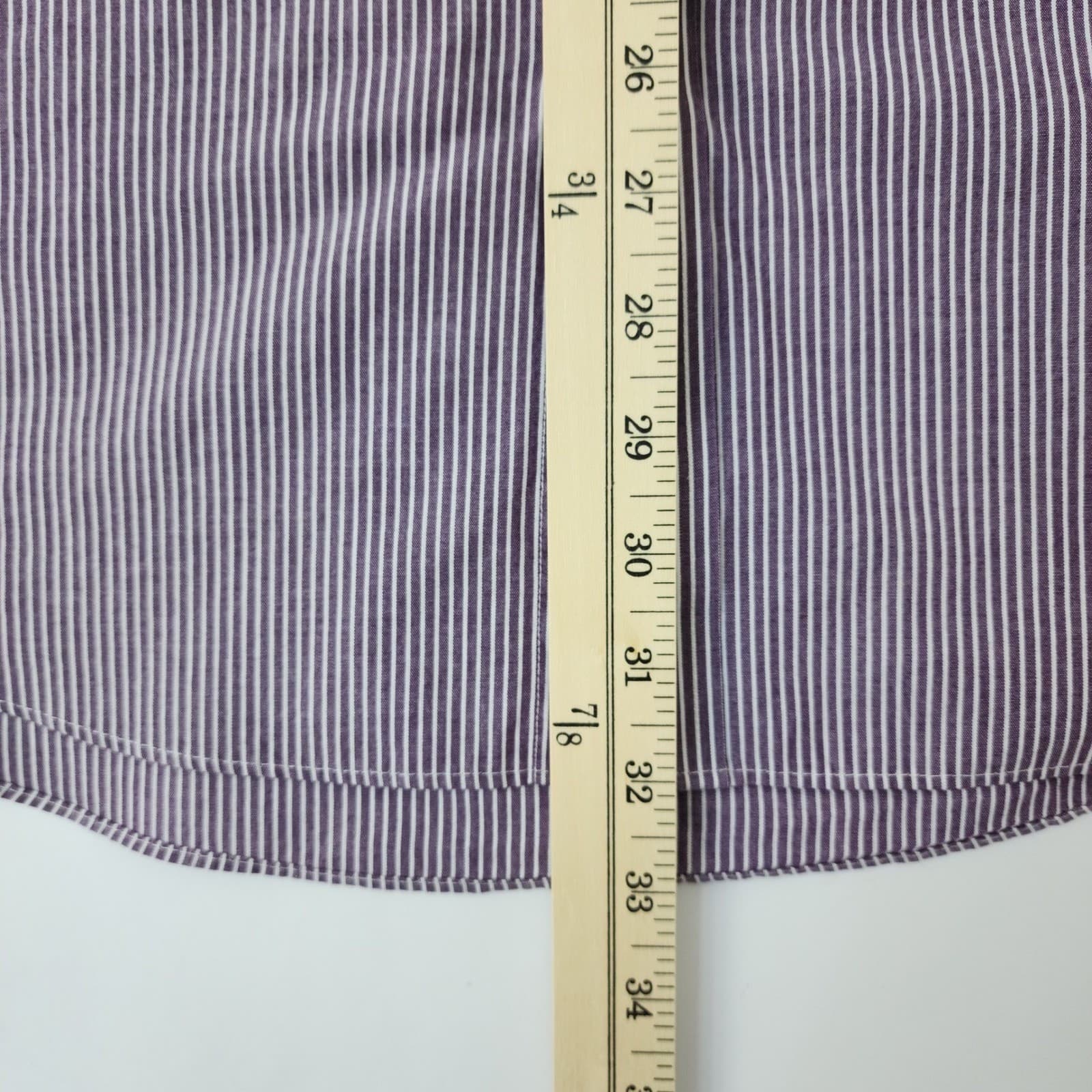 Stafford Travel Performance Dress Shirt Mens XL Purple White Stripe Button Down - Thumbnail 2