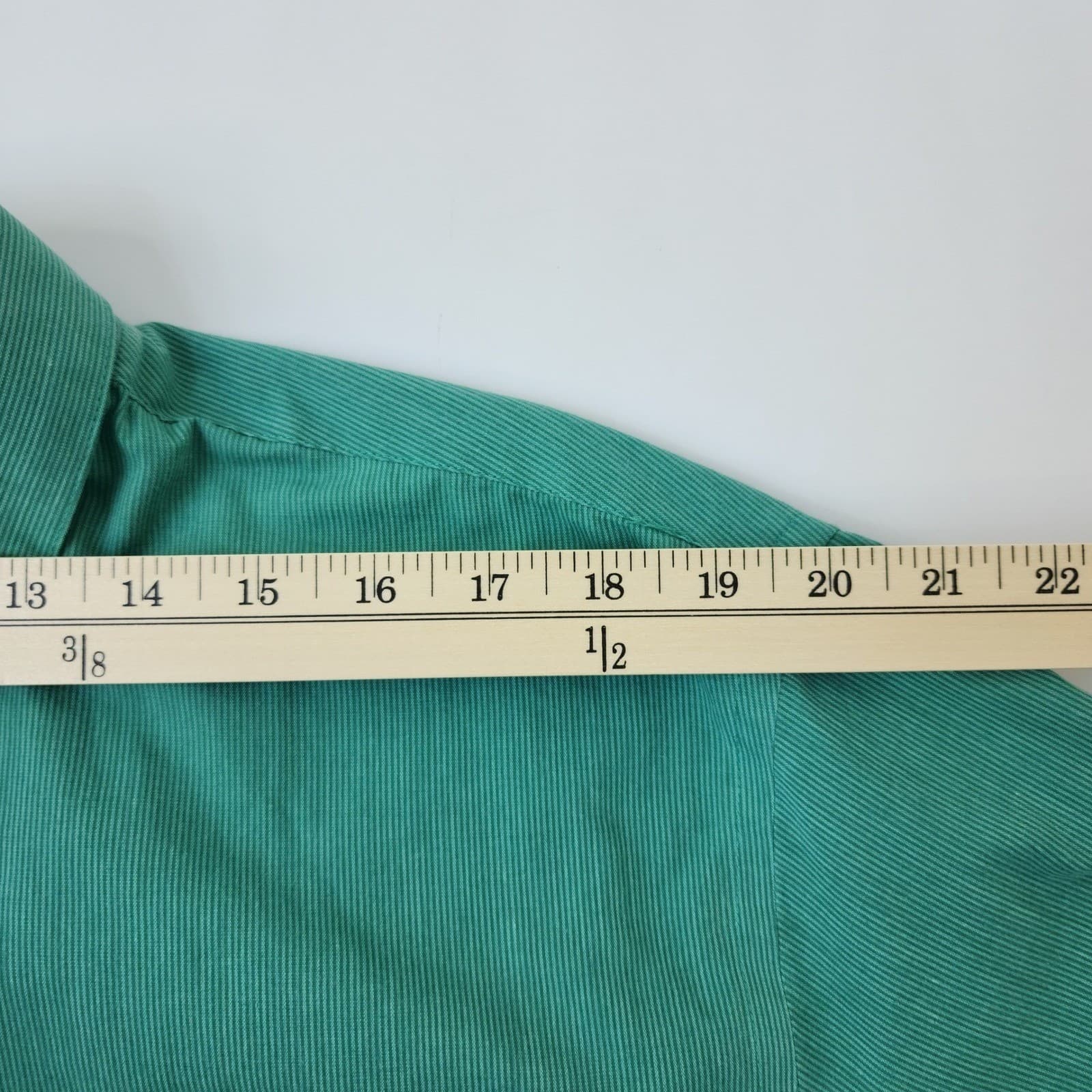 Van Heusen Mens XL Green Textured Stripe Classic Fit Button Down Shirt Long - Thumbnail 4