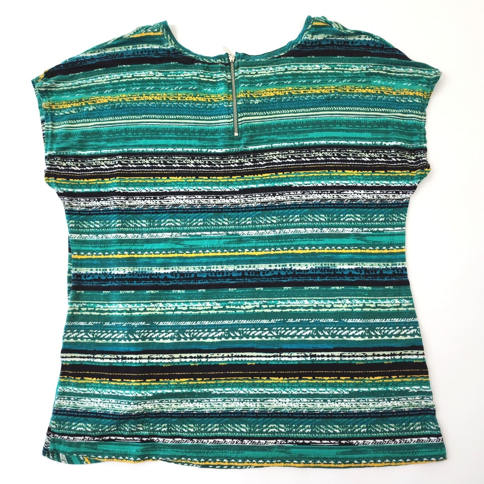 Christopher & Banks Petite Large Green Striped Side Knot Short Sleeve Top P/L - Thumbnail 7