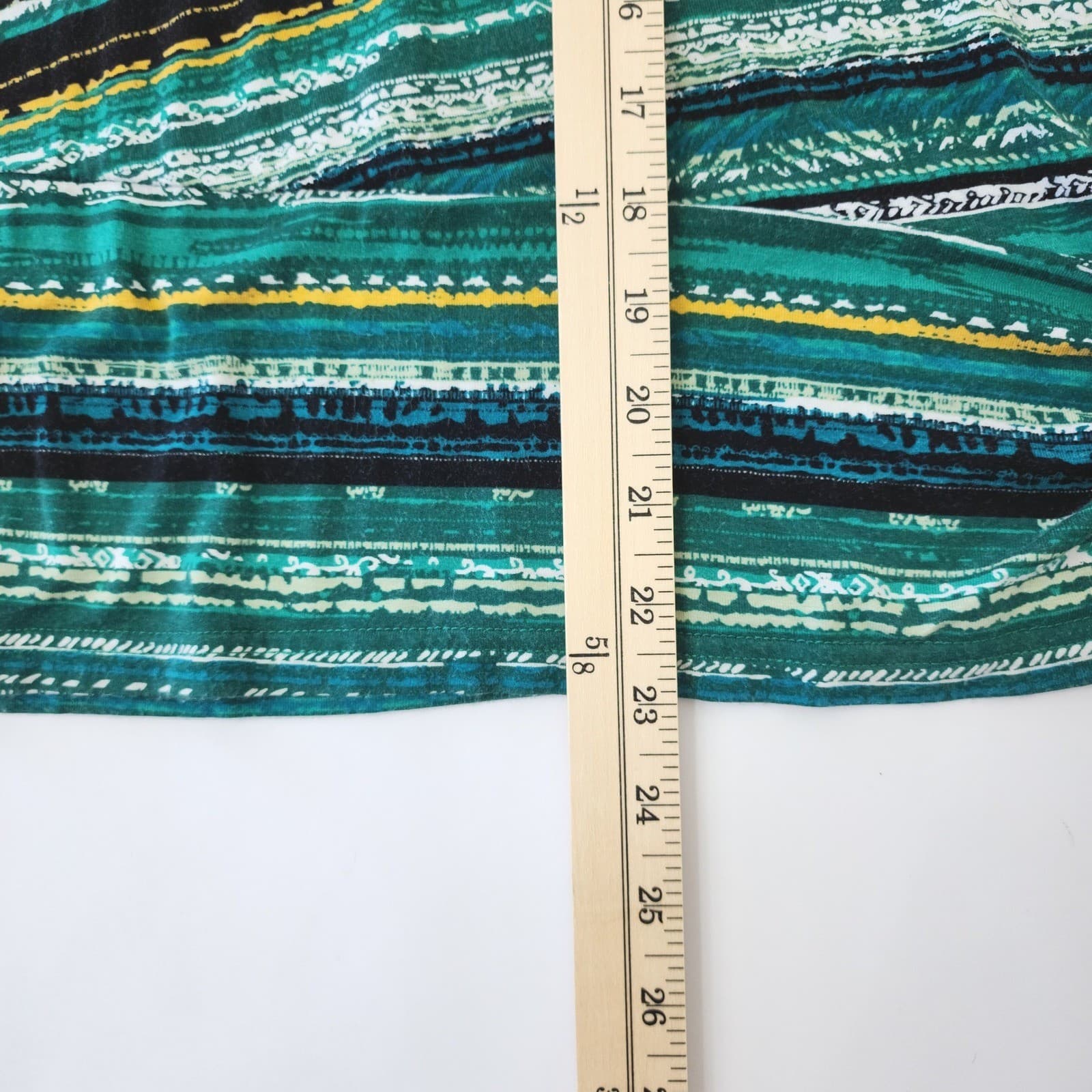 Christopher & Banks Petite Large Green Striped Side Knot Short Sleeve Top P/L - Thumbnail 2