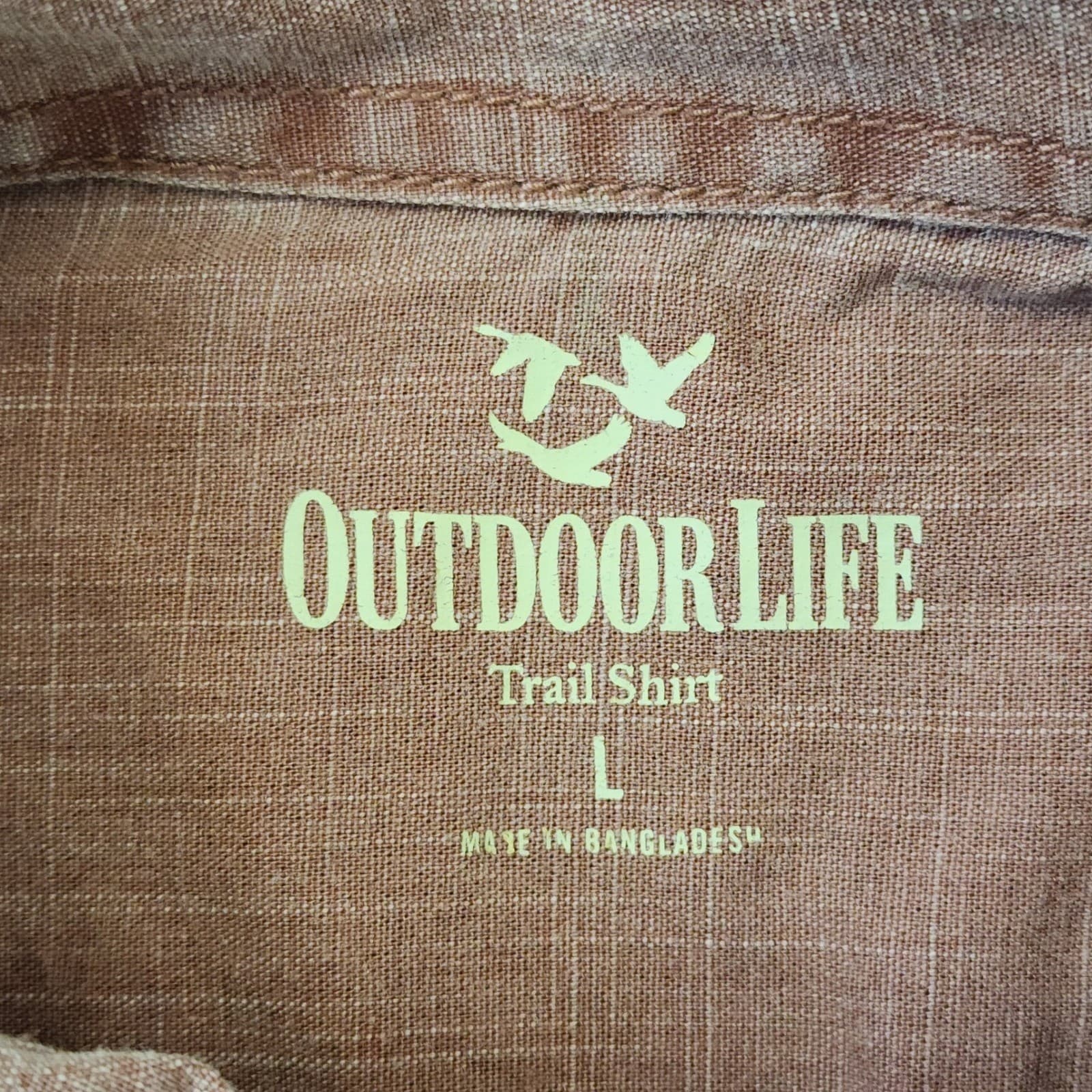 Outdoor Life Mens Trail Shirt Large Red Roll Tab Sleeve Ripstop Button Down - Thumbnail 2