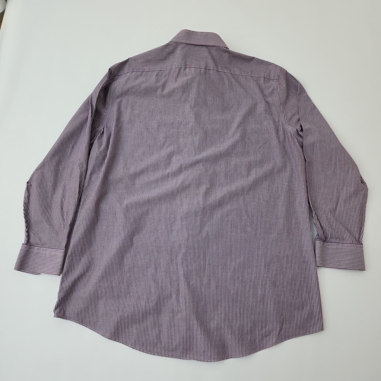 Stafford Travel Performance Dress Shirt Mens XL Purple White Stripe Button Down - Thumbnail 7