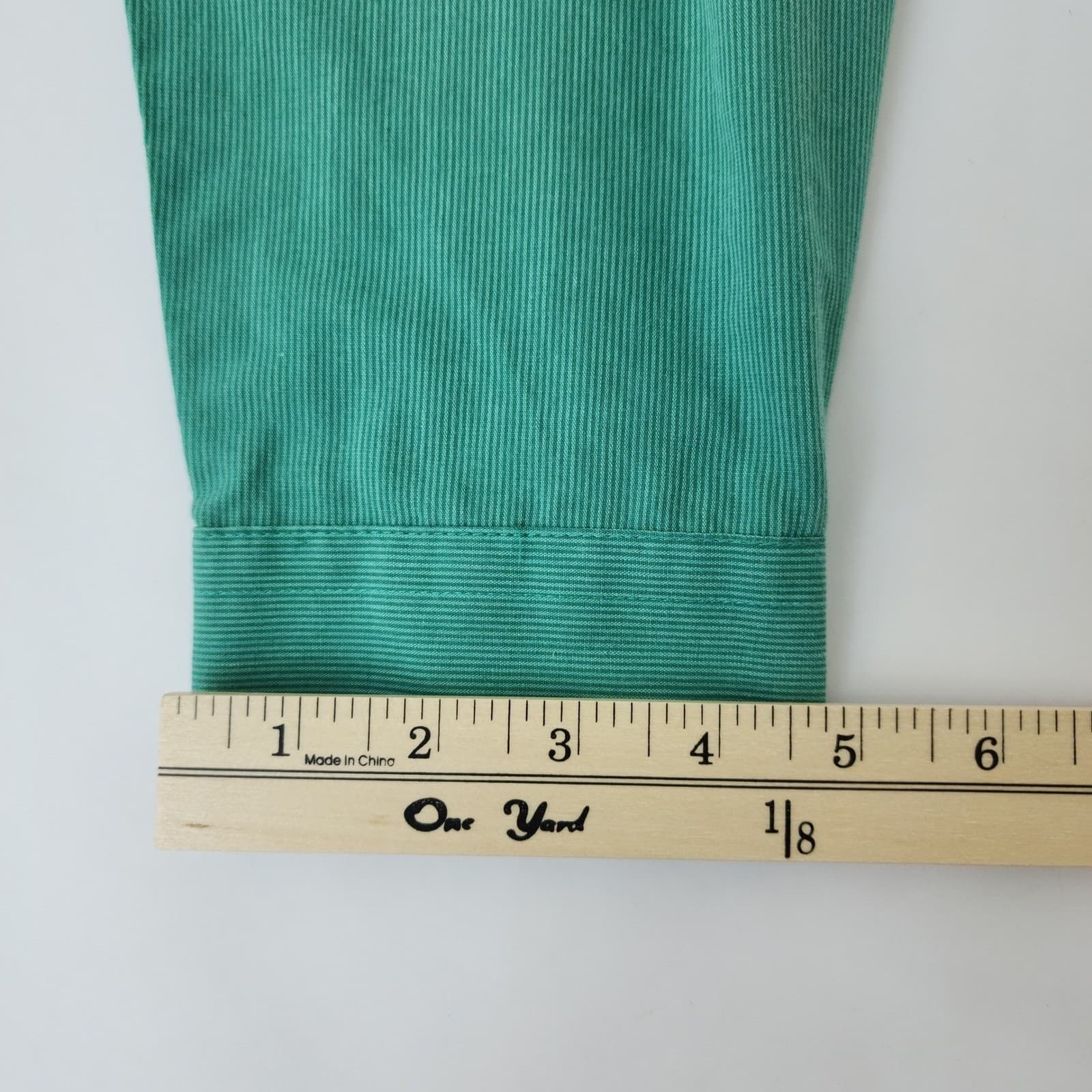 Van Heusen Mens XL Green Textured Stripe Classic Fit Button Down Shirt Long - Thumbnail 8