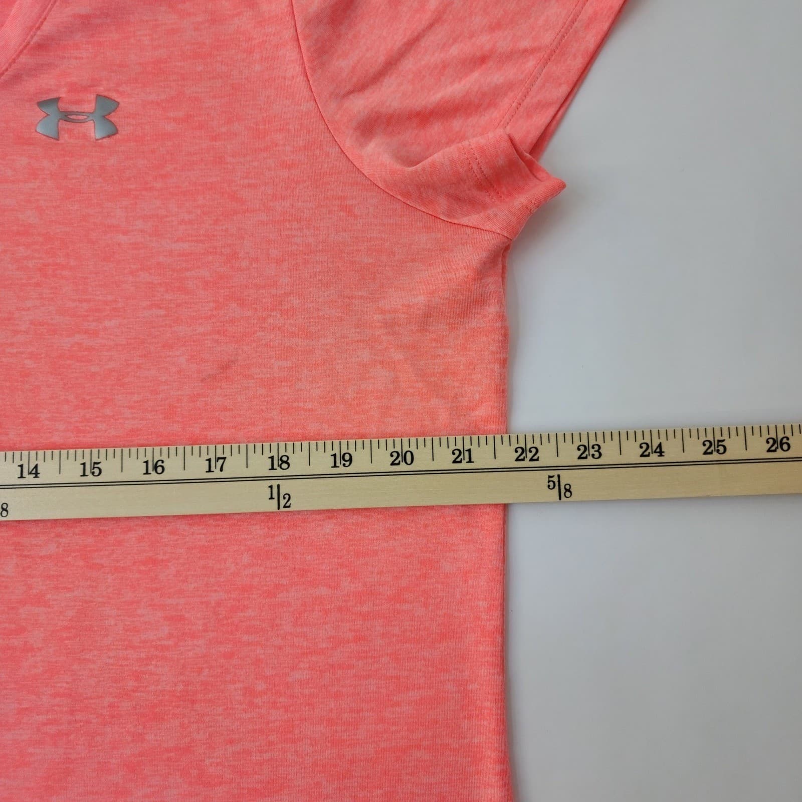 Under Amour Women's Tech Twist V-Neck T-Shirt Coral Pink Heather XL - Thumbnail 3