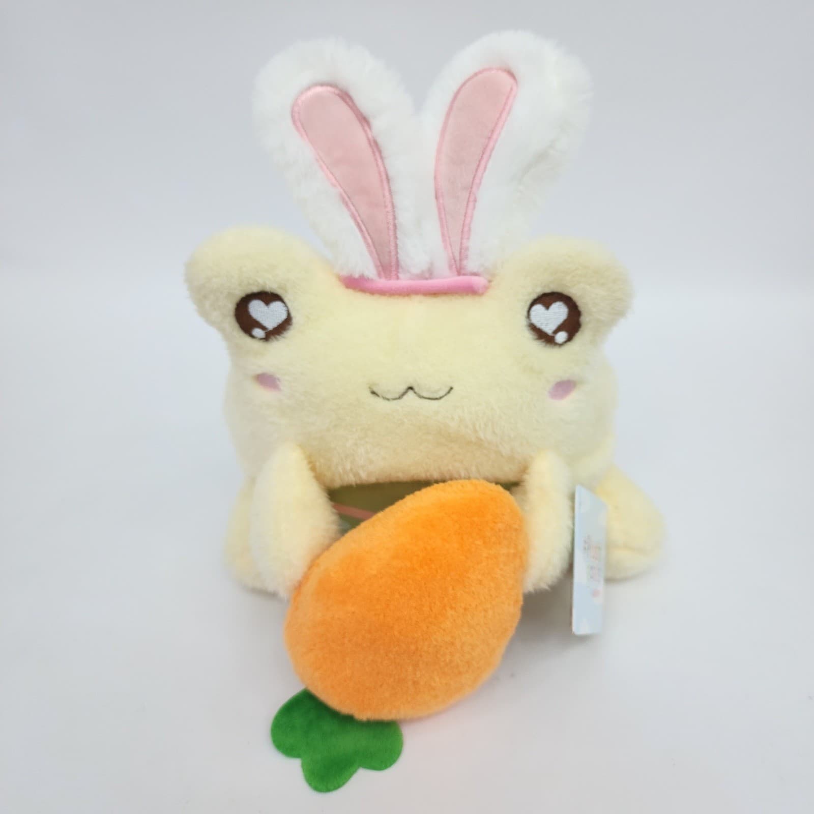 Cuddle Barn Plushgoals Frog Bunny Plush Yellow Carrot Kawaii Stuffed Toy 11" - Thumbnail 2