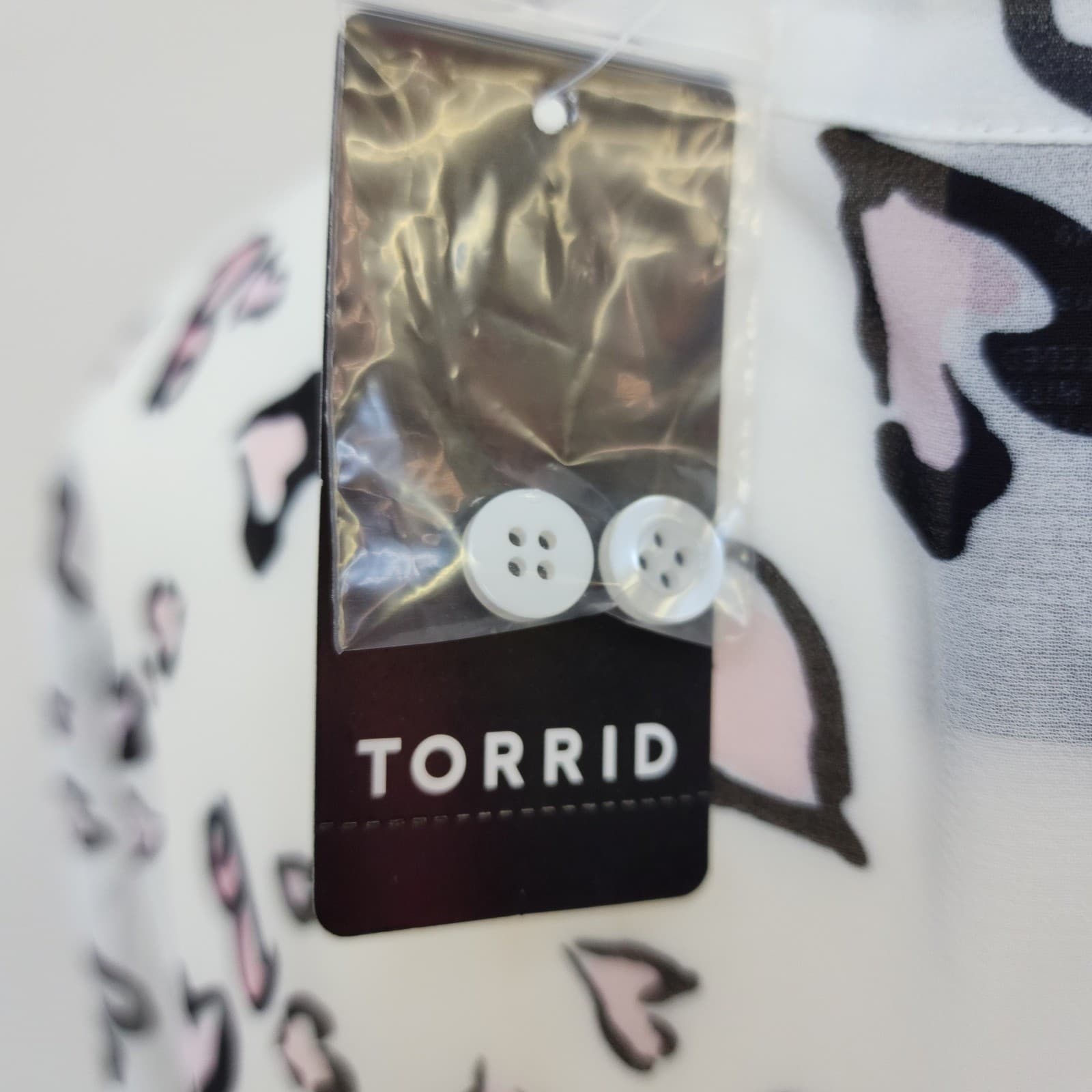Torrid Barbie Lexie tunic sheer 2X 18-20 White Heart Print Chiffon NWT - Thumbnail 7
