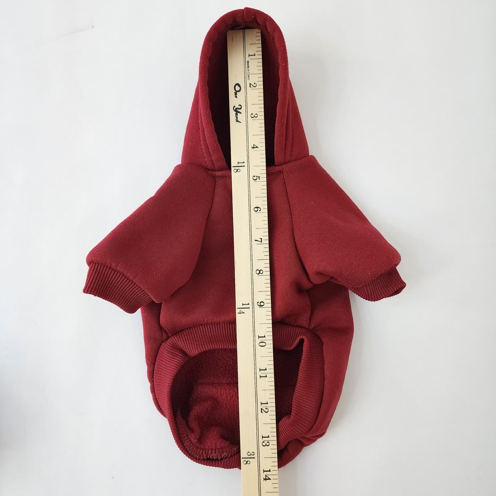 Yikeyo Pet Clothing Set XS Burgundy Hoodie and Plaid Faux Fur Trim Dress Vest - Thumbnail 2