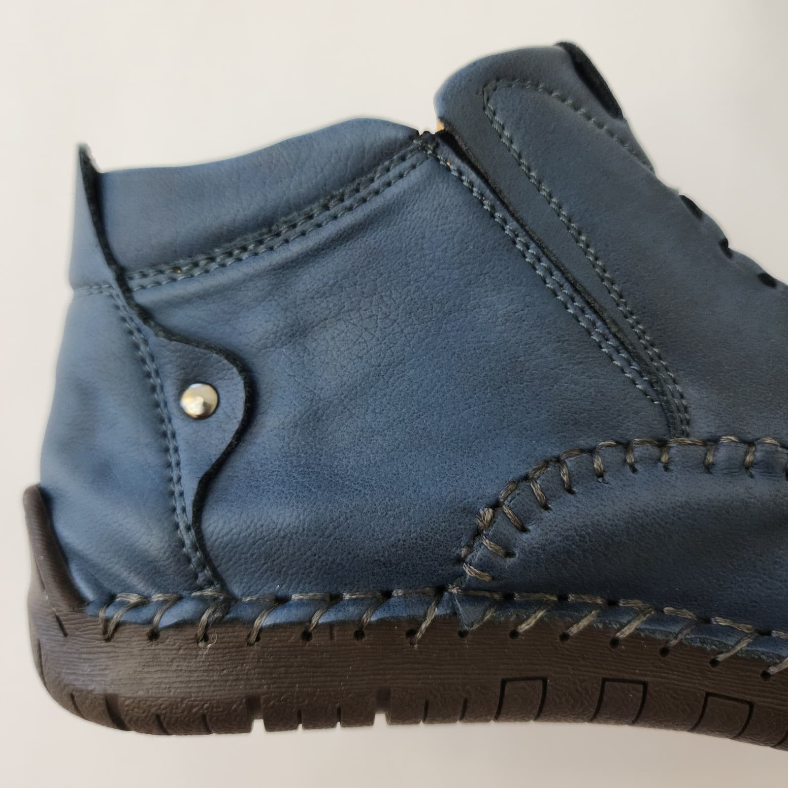 Fashion Sport Blue Leather Hand Stitched Ankle Boots Side Zip Men's 7 - Thumbnail 12