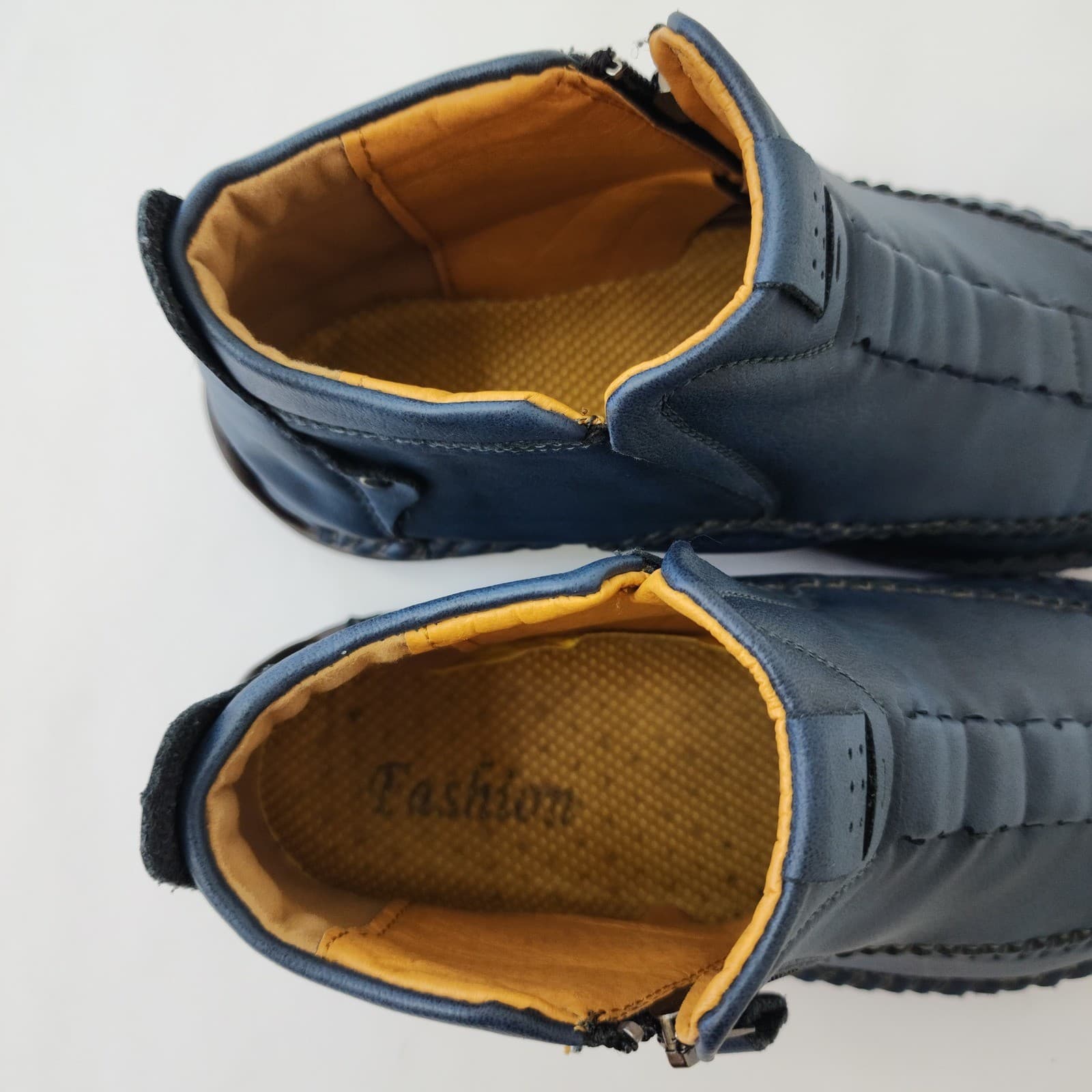 Fashion Sport Blue Leather Hand Stitched Ankle Boots Side Zip Men's 7 - Thumbnail 13