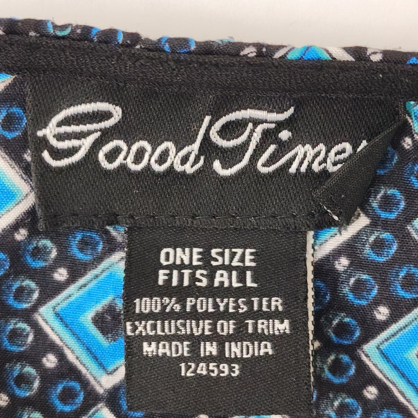 Good Times Blue Geometric Kaftan Top One Size Fits All Boho Tunic - Thumbnail 5