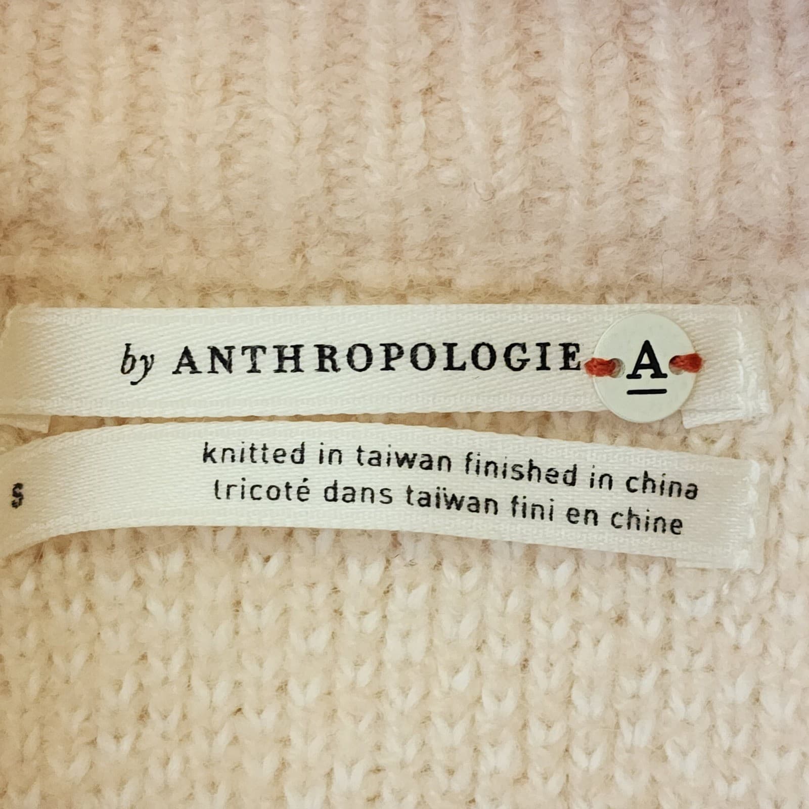 Anthropologie Llama Intarsia Mock Neck Sweater Cream Pink Pom Pom Womens Small - Thumbnail 5