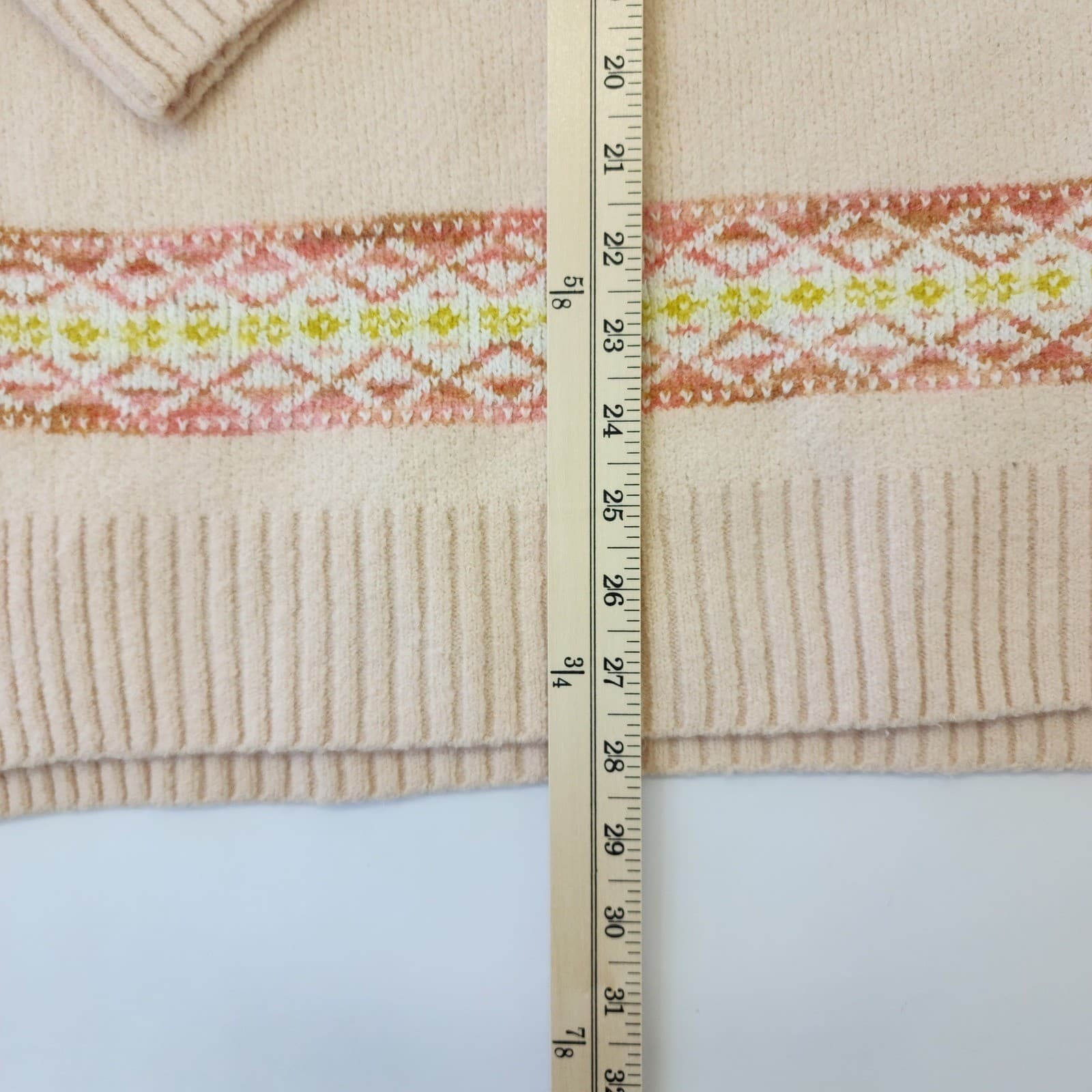 Anthropologie Llama Intarsia Mock Neck Sweater Cream Pink Pom Pom Womens Small - Thumbnail 2