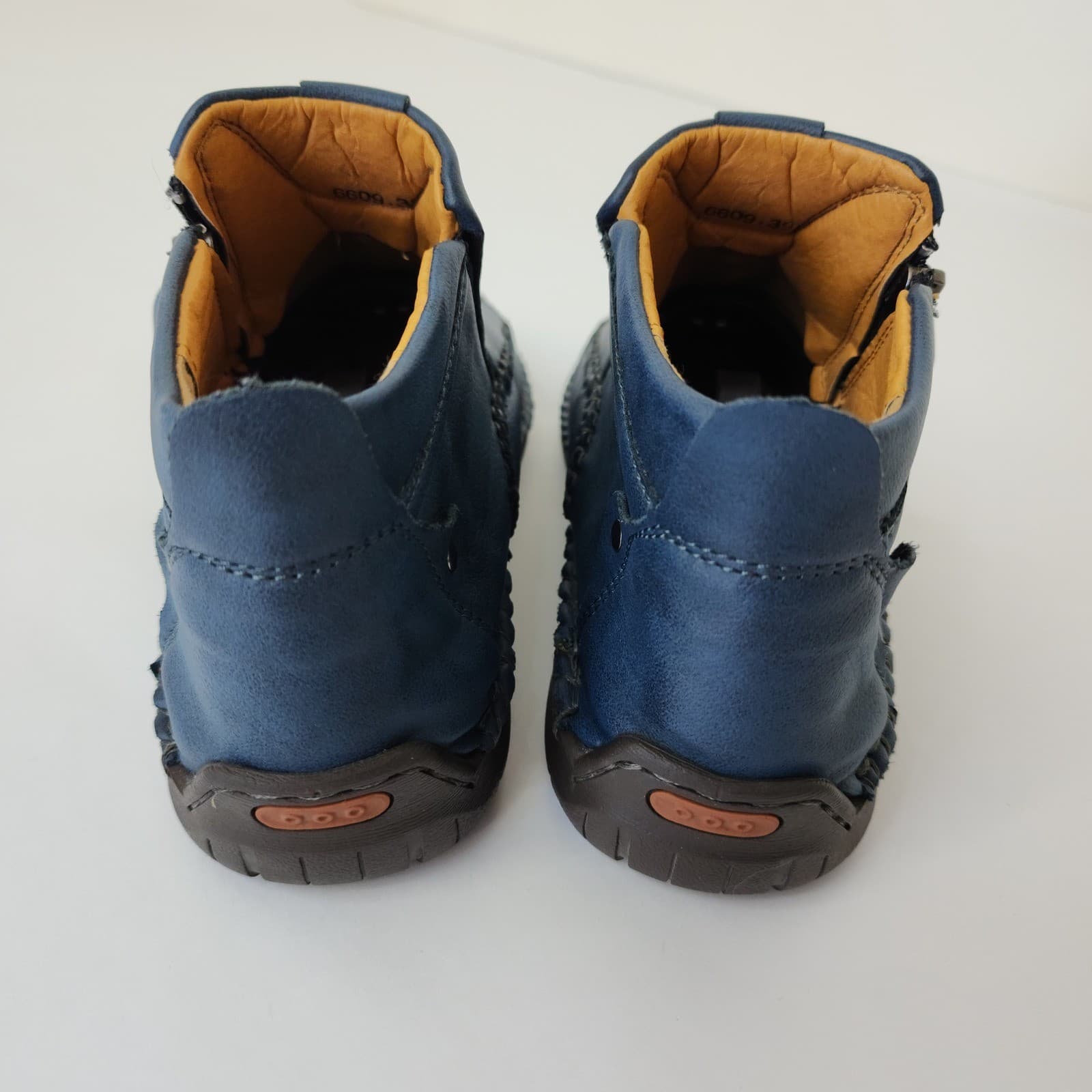 Fashion Sport Blue Leather Hand Stitched Ankle Boots Side Zip Men's 7 - Thumbnail 8