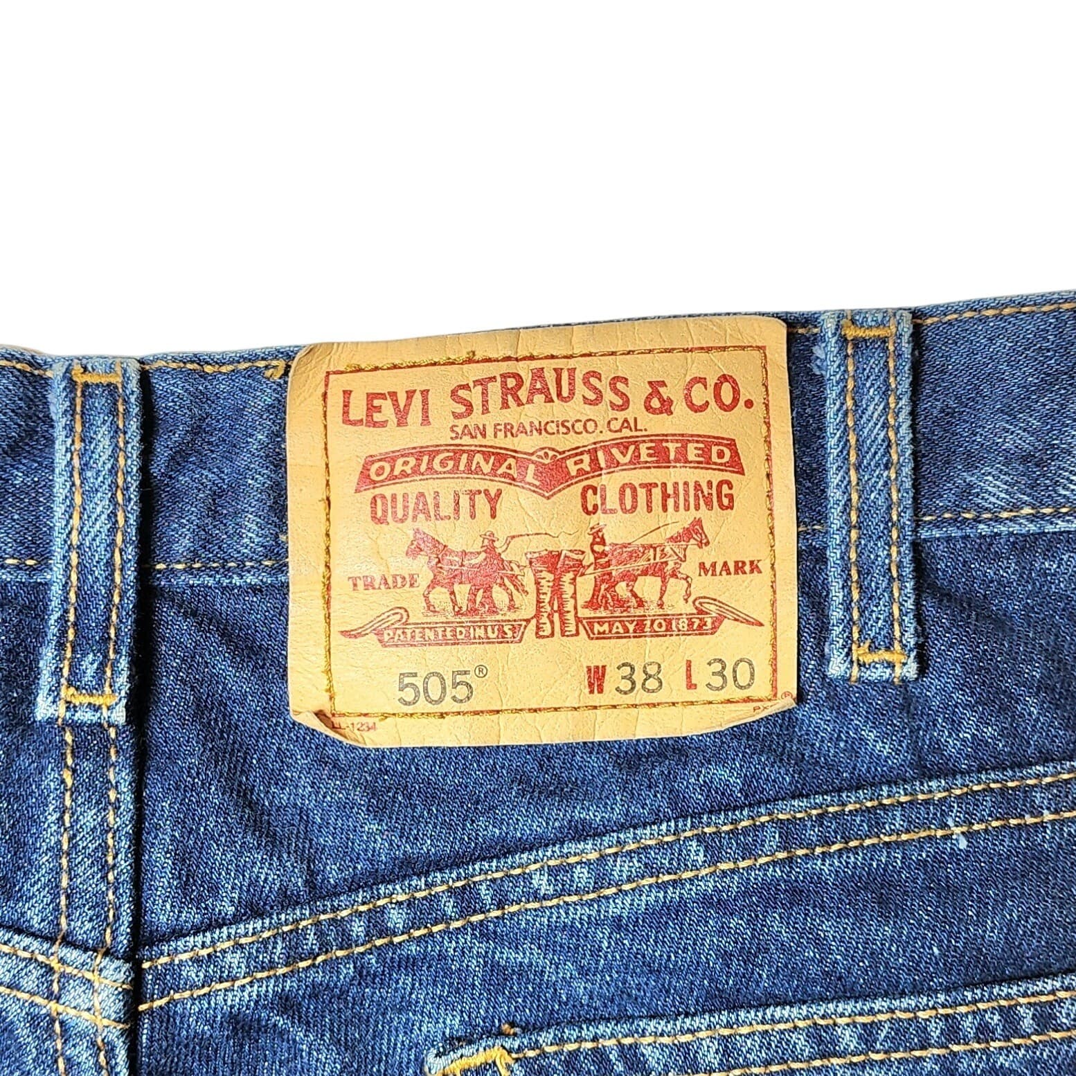 Levi's 505 Relaxed Fit Jeans Men's 38x30 Medium Wash Blue Denim - Thumbnail 3