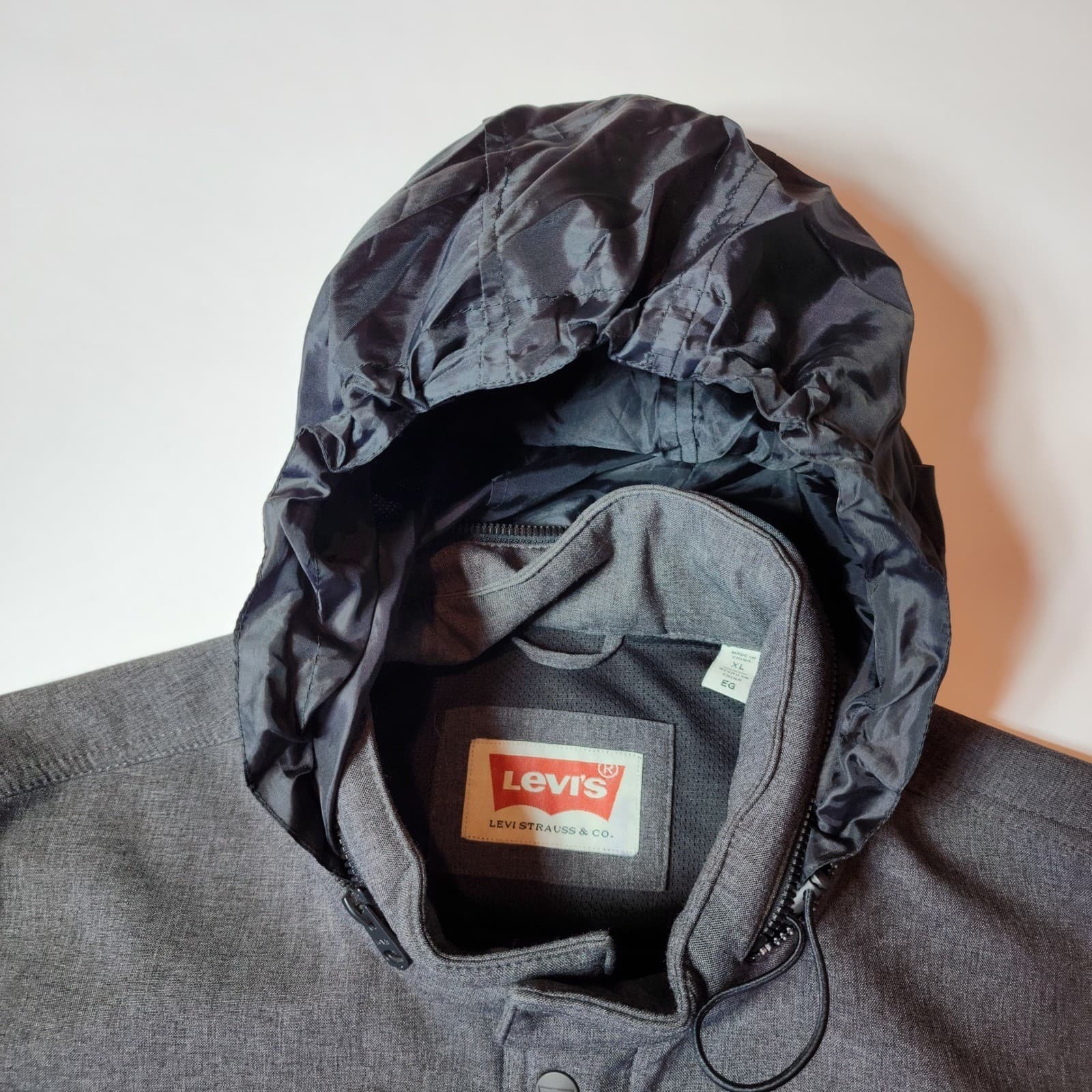 Levi's Men's Wool Blend Hooded Military Jacket Charcoal XL - Thumbnail 5