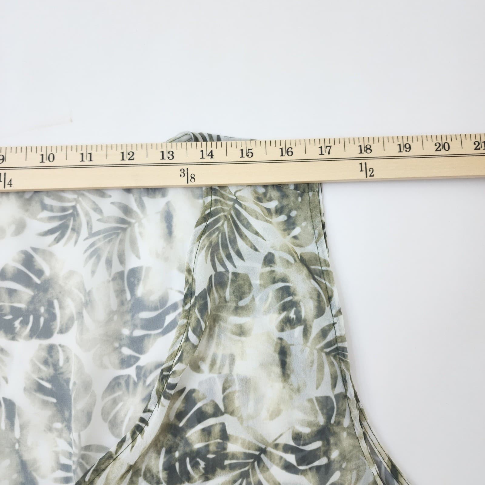 Tropical Monstera Leaf Print Open Front Kimono Vest Sea Turtle Green 2X 20W-22W - Thumbnail 9
