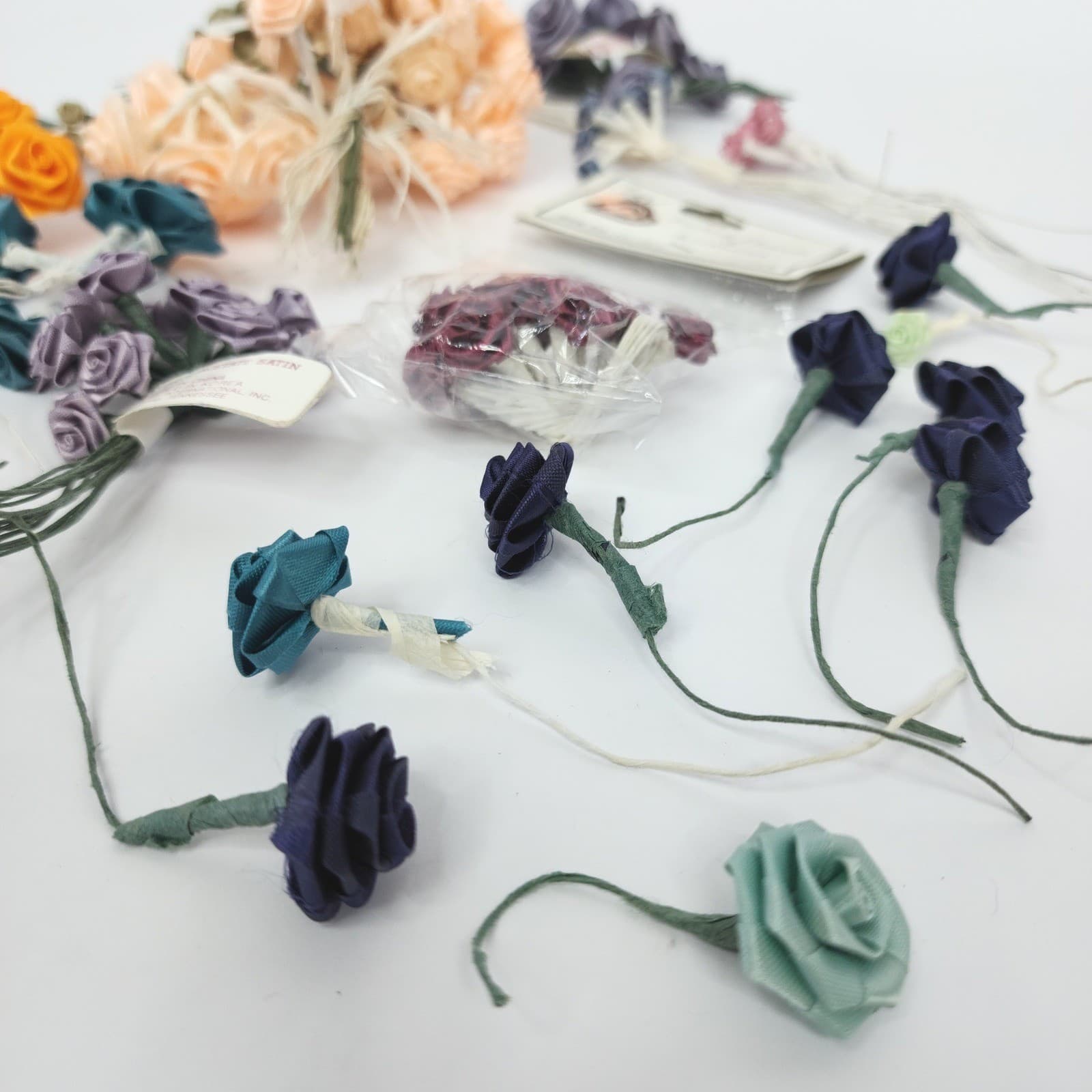 Vintage Wang's International Acetate Satin Ribbon Roses Craft Floral Lot Multi - Thumbnail 3