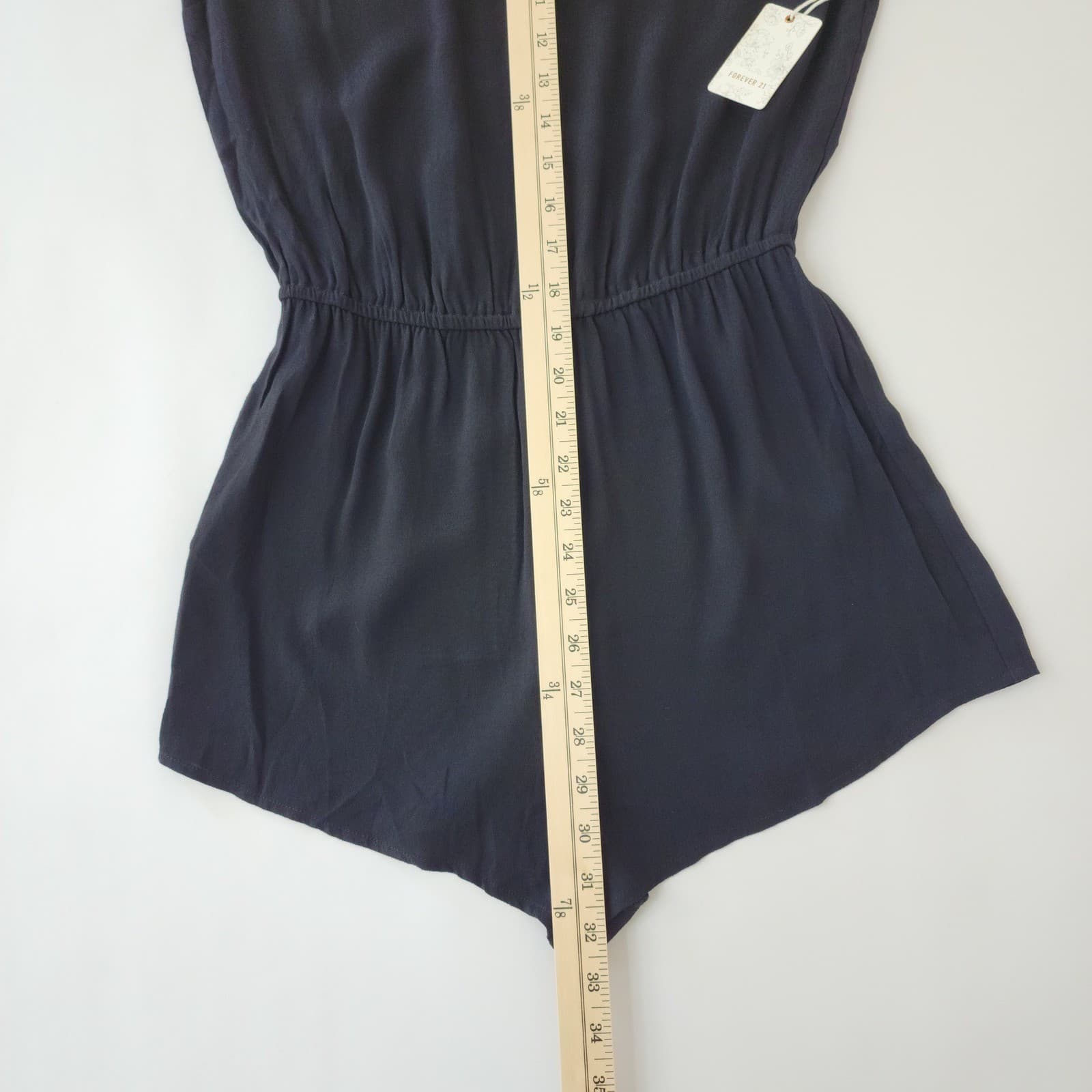 Forever 21 Navy Blue Embroidered Floral Mesh Romper Sleeveless Small NWT - Thumbnail 2