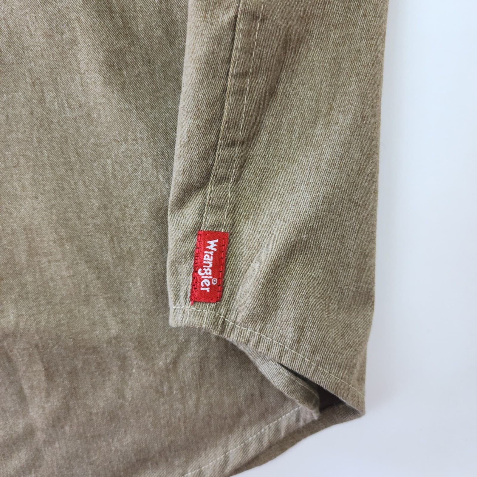 Wrangler Mens XL Long Sleeve Button Down Work Shirt Olive Brown Utility Twill - Thumbnail 9